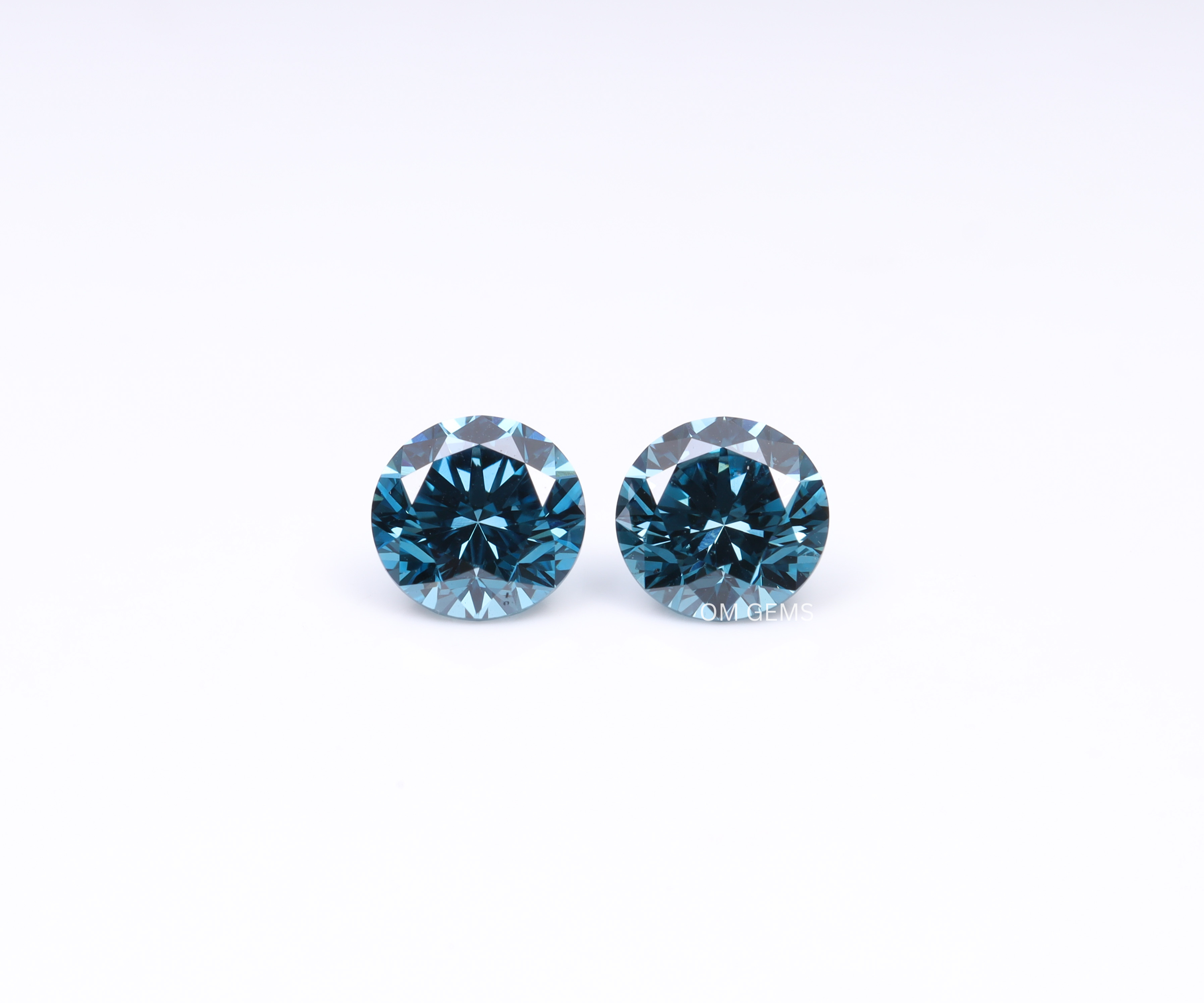 0.53 CT Blue Lab Grown Round Diamond Matching Pair