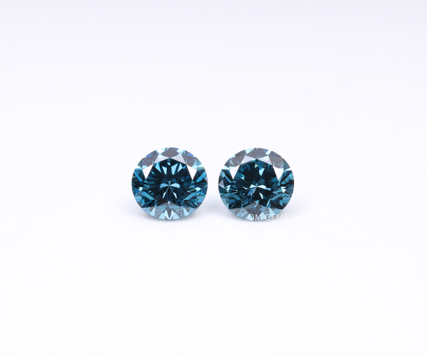 0.53 Carat Round Cut Lab Grown CVD Diamond Fancy Blue Color VVS Clarity