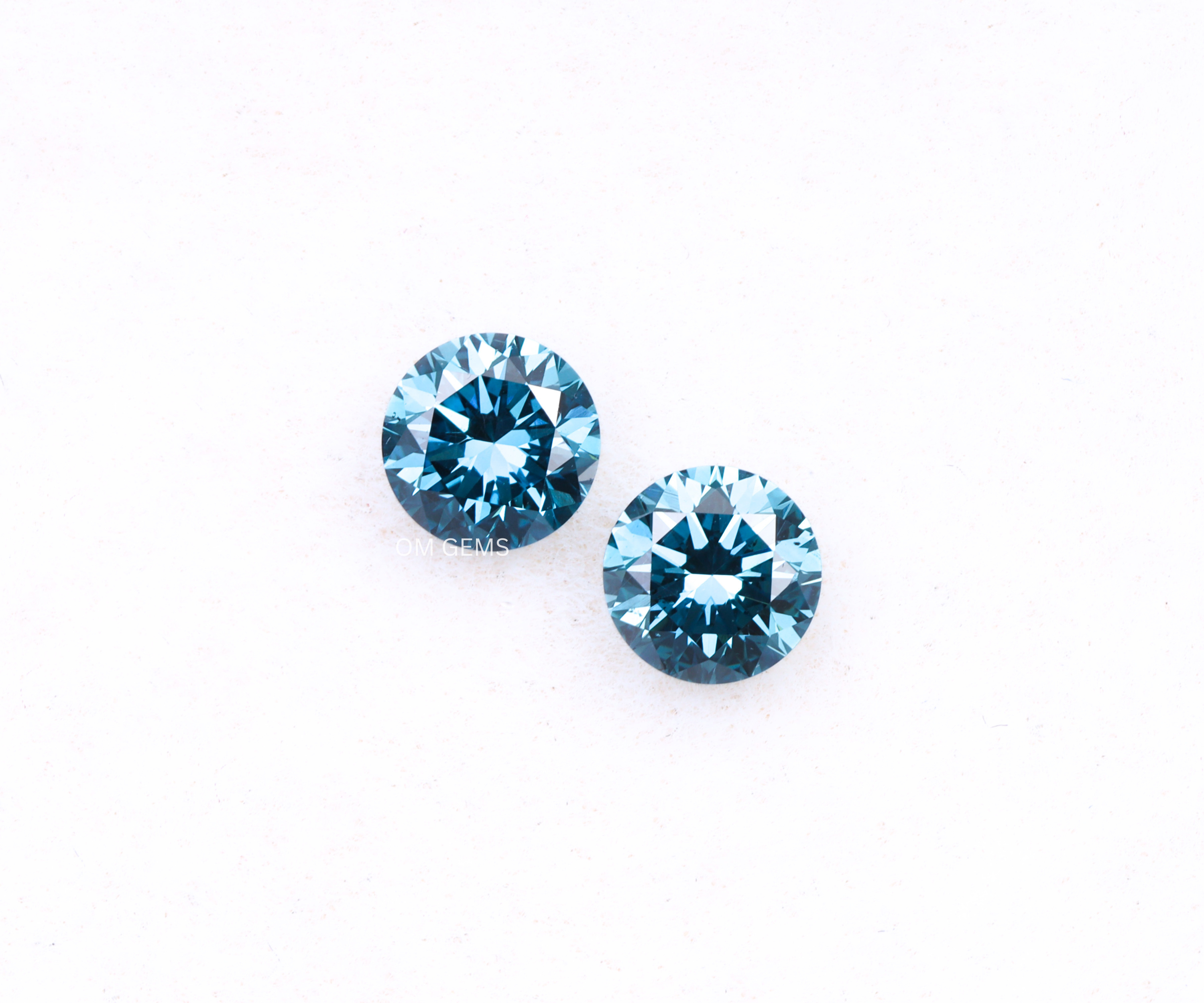 0.53 CT Blue Lab Grown Round Diamond Matching Pair