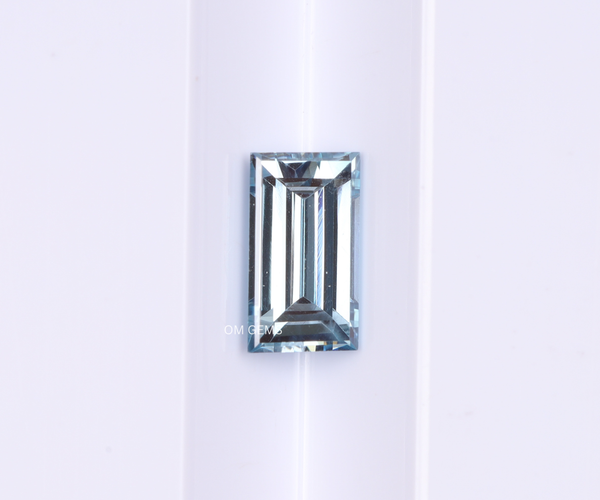 1.00 Carat Baguette Cut Lab Grown CVD Diamond Fancy Blue Color VVS Clarity