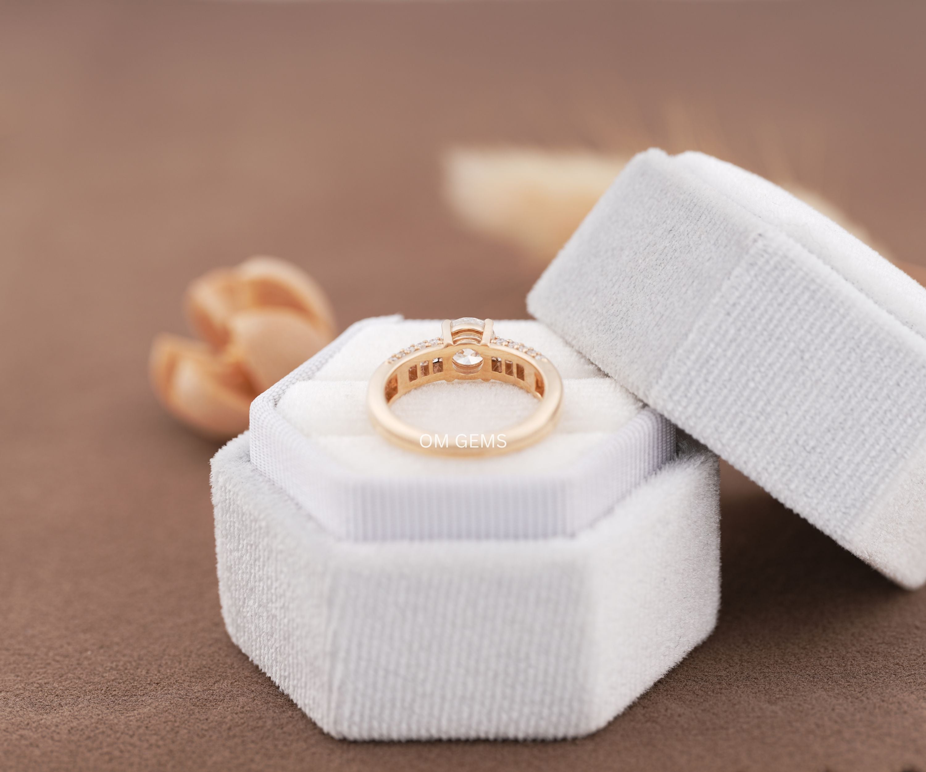 18k Yellow Gold Lab Grown Diamond Accent Engagement Ring