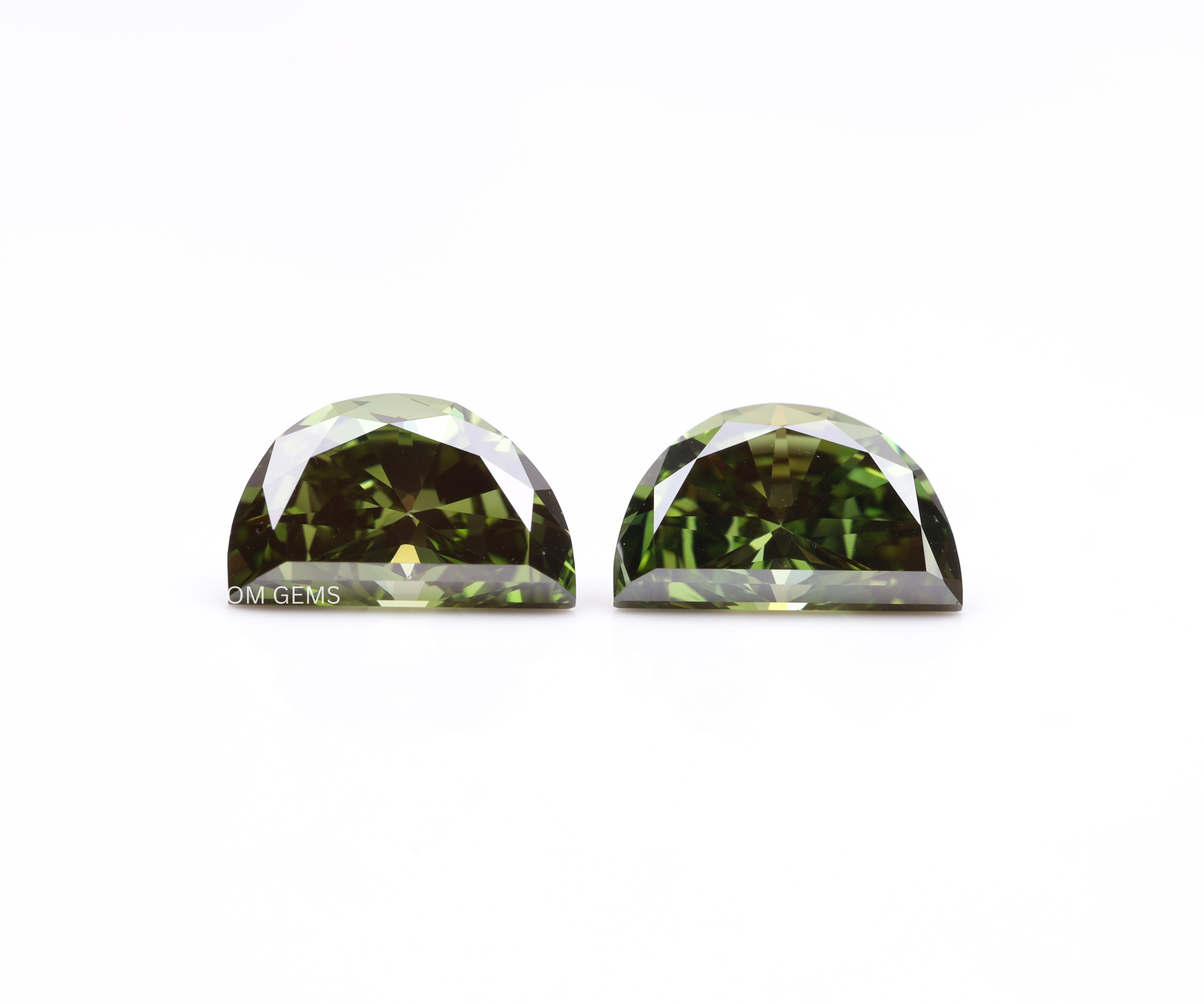 1.0 CT Green Lab Grown Half Moon Diamond Matching Pair