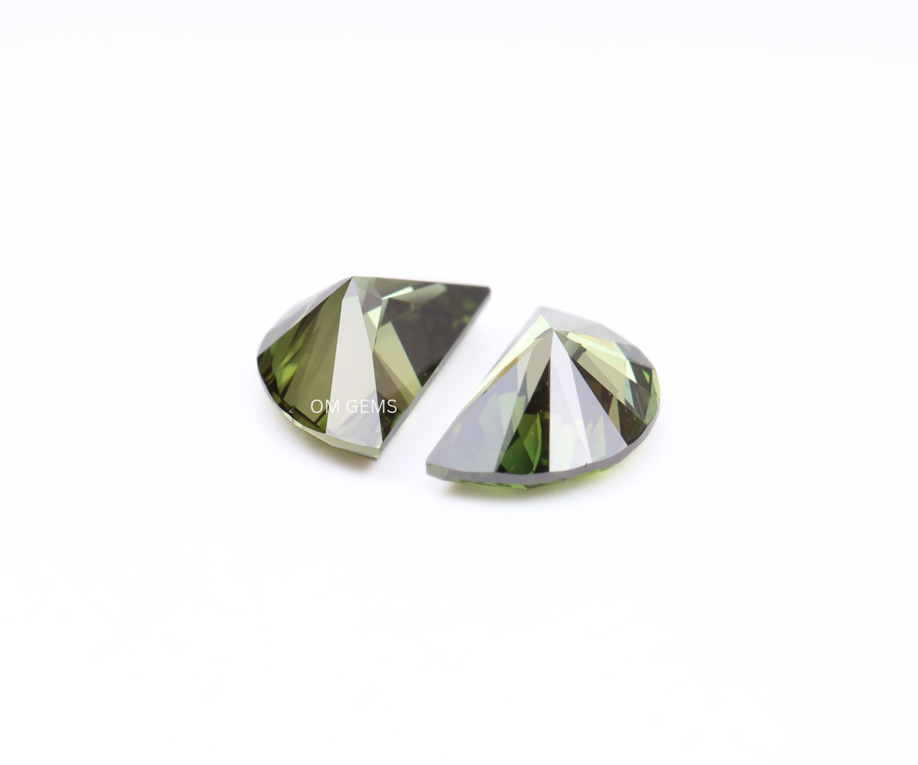 1.0 CT Green Lab Grown Half Moon Diamond Matching Pair