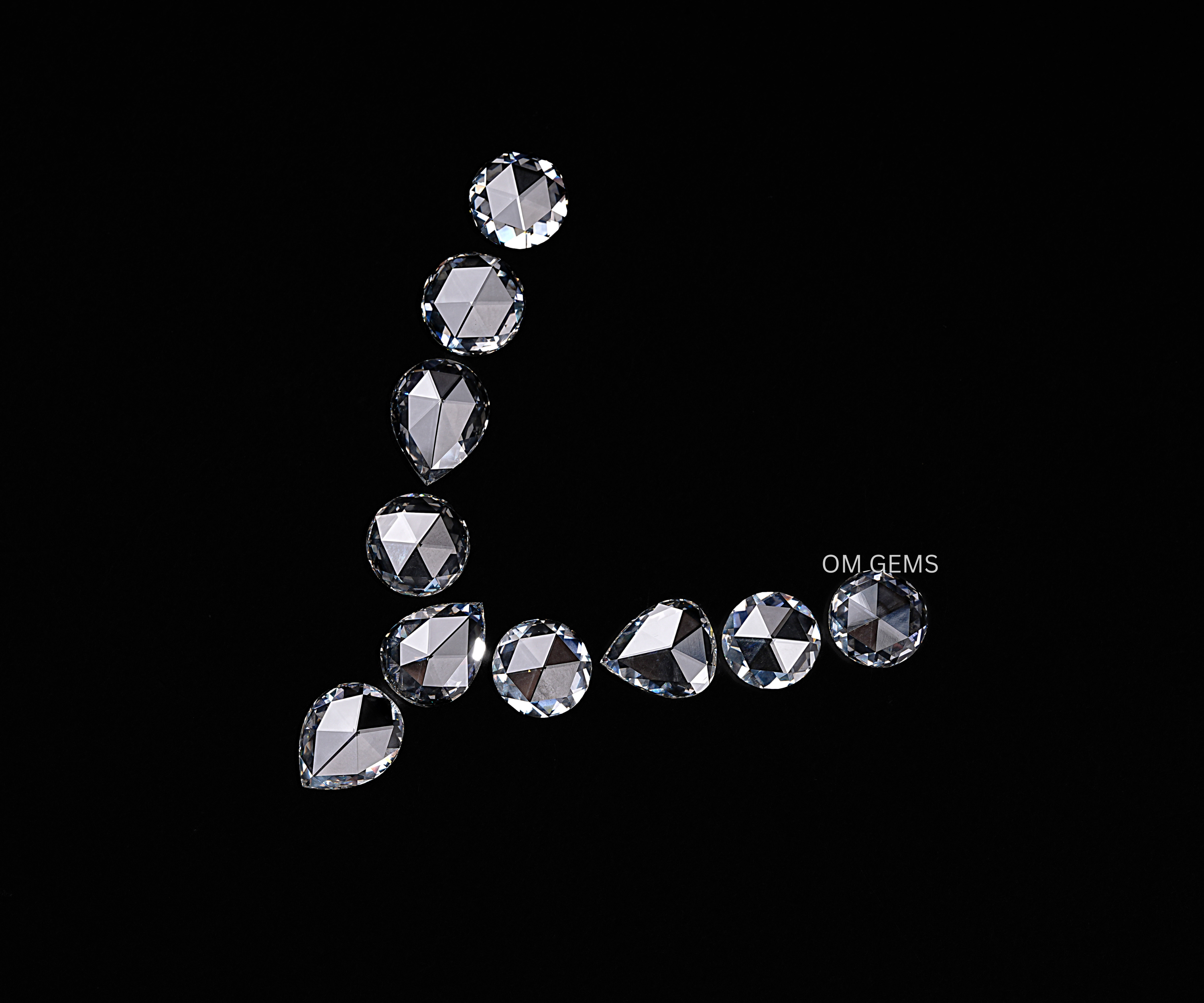 135 CTW Rose Cut Pear Lab Grown Diamond Set