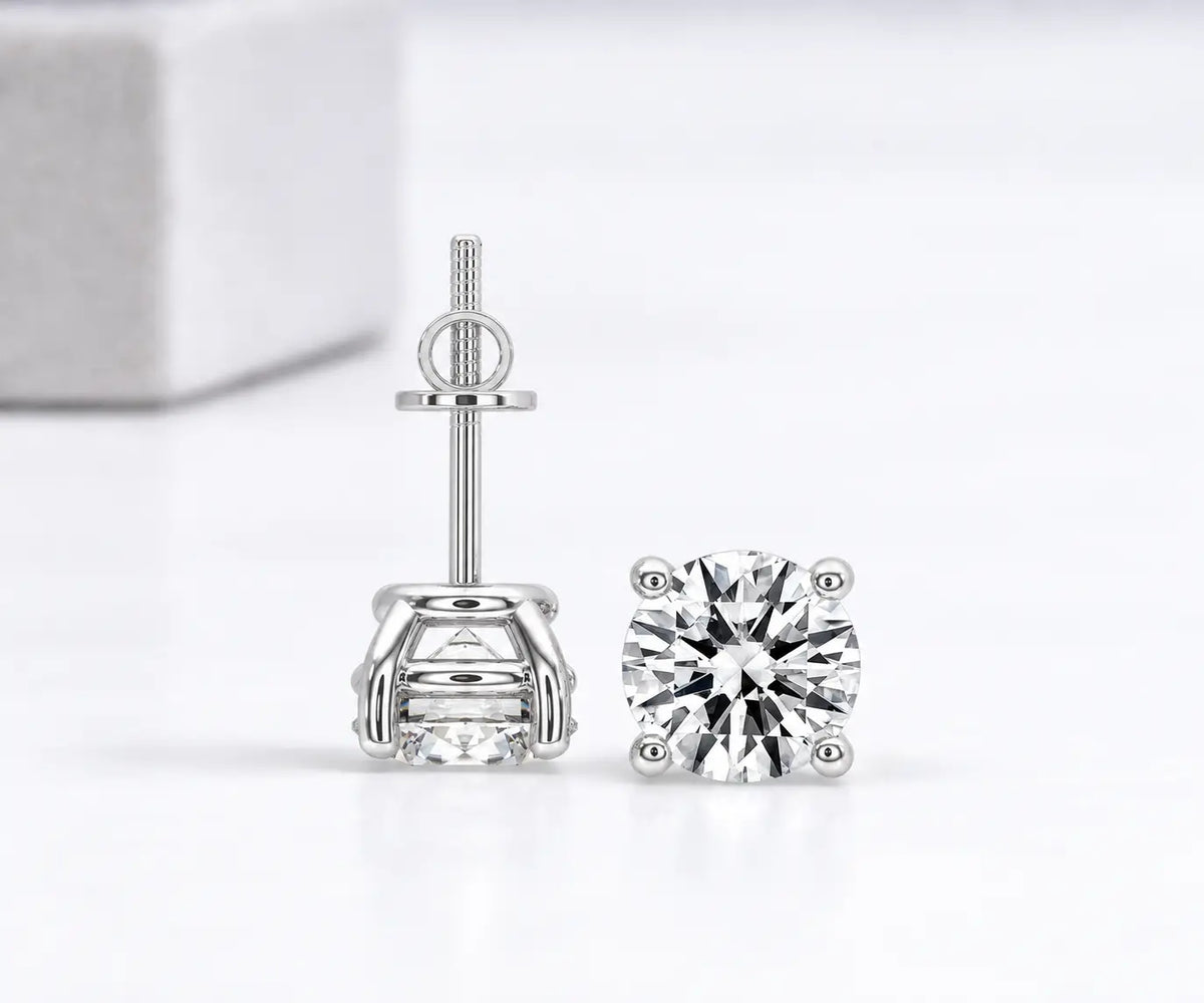 solitaire 5.5mm moissanite round diamond stud earring for women