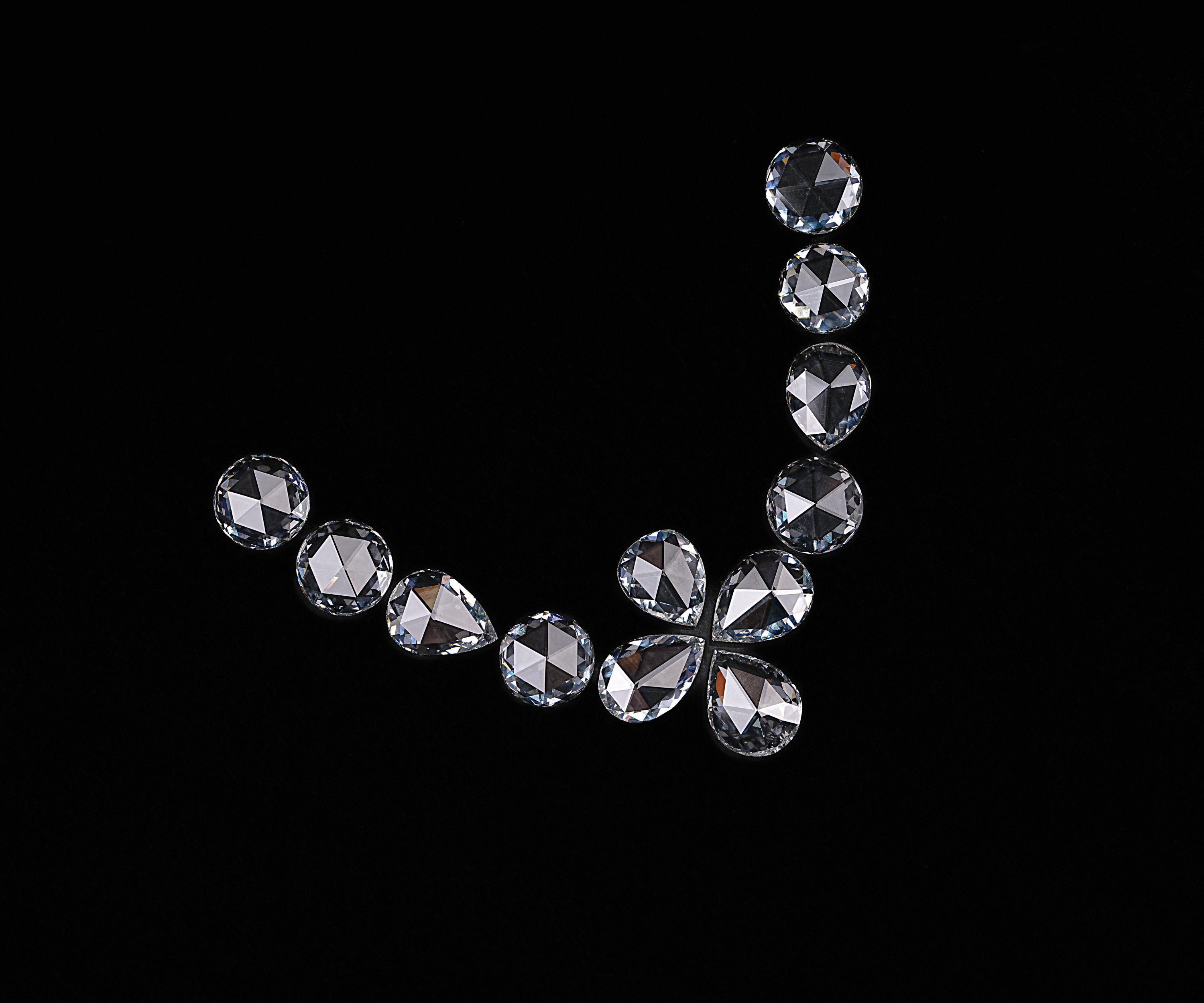 160 CTW Round And Pear Rose Cut Lab Grown Diamond