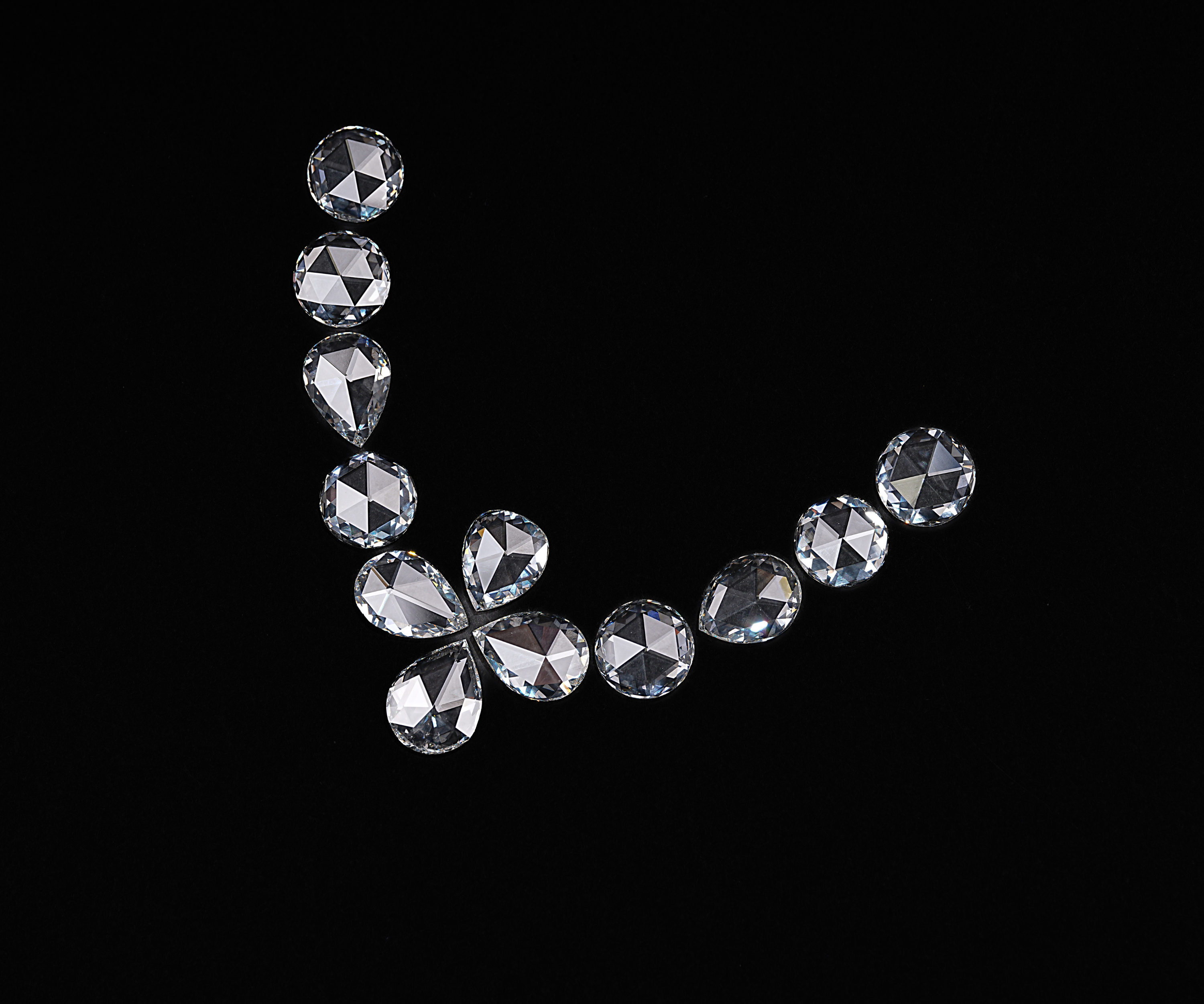 160 CTW Round And Pear Rose Cut Lab Grown Diamond