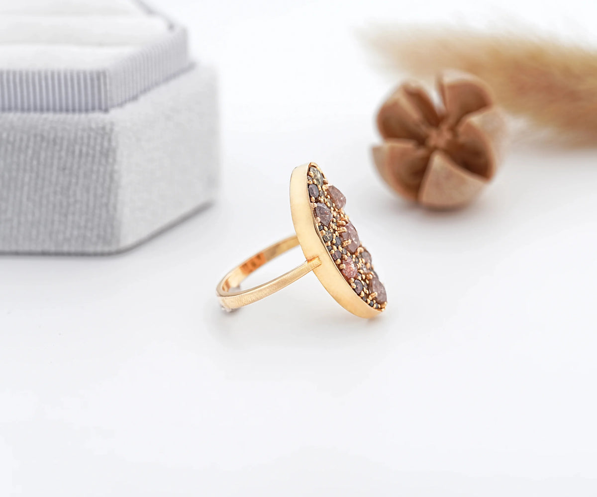 2.13 carat mosaic cluster mixed shape natural fancy diamond engagement ring