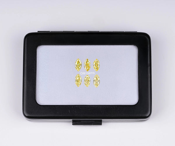 2.50mm Marquise Shape Melee Loose Lab Grown CVD Diamond Fancy Yellow Color VVS2 Clarity
