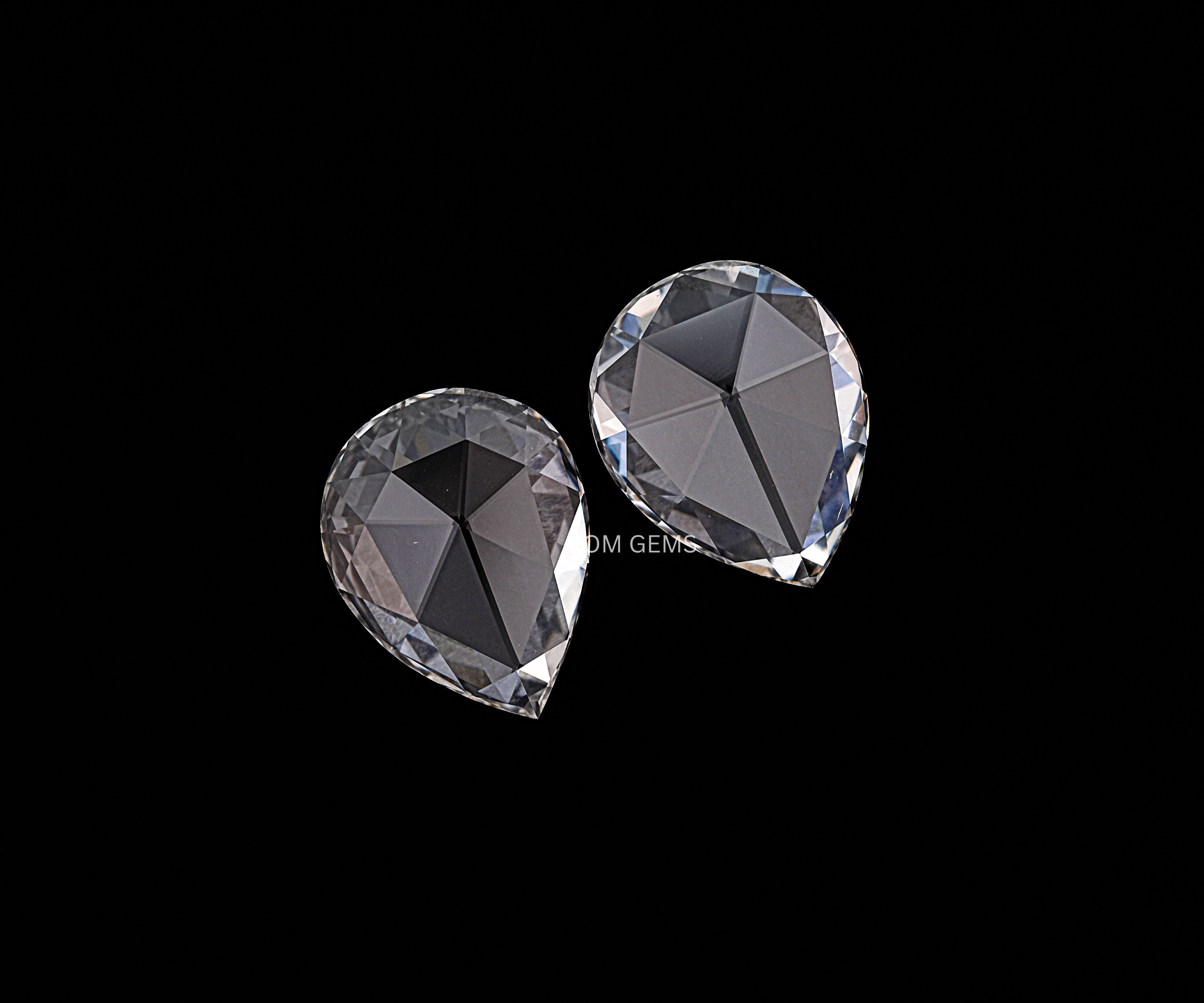Matching Pear Rose Cut Lab Grown Diamond Pair