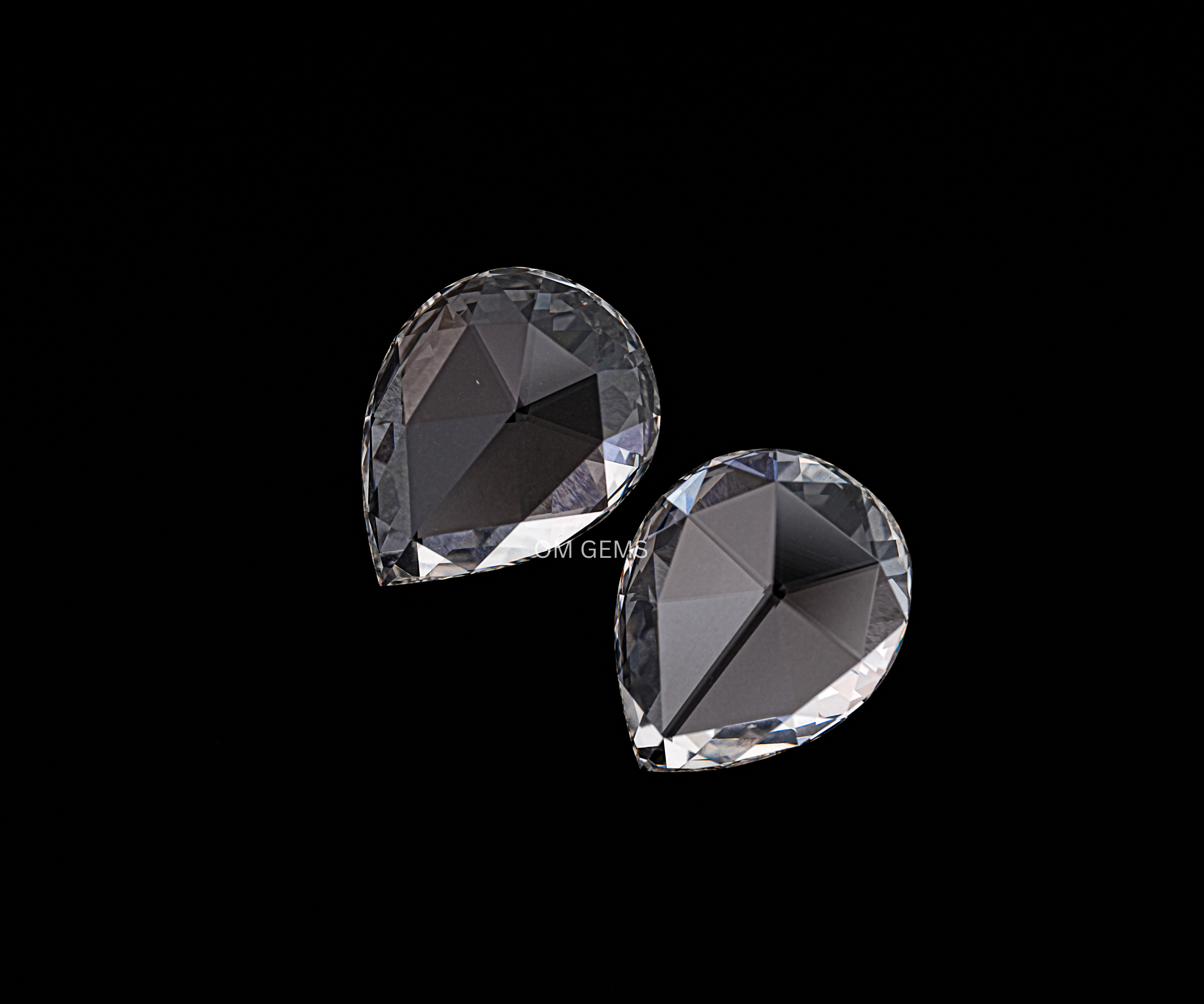 Matching Pair Of Rose Cut Pear Lab Grown Diamond