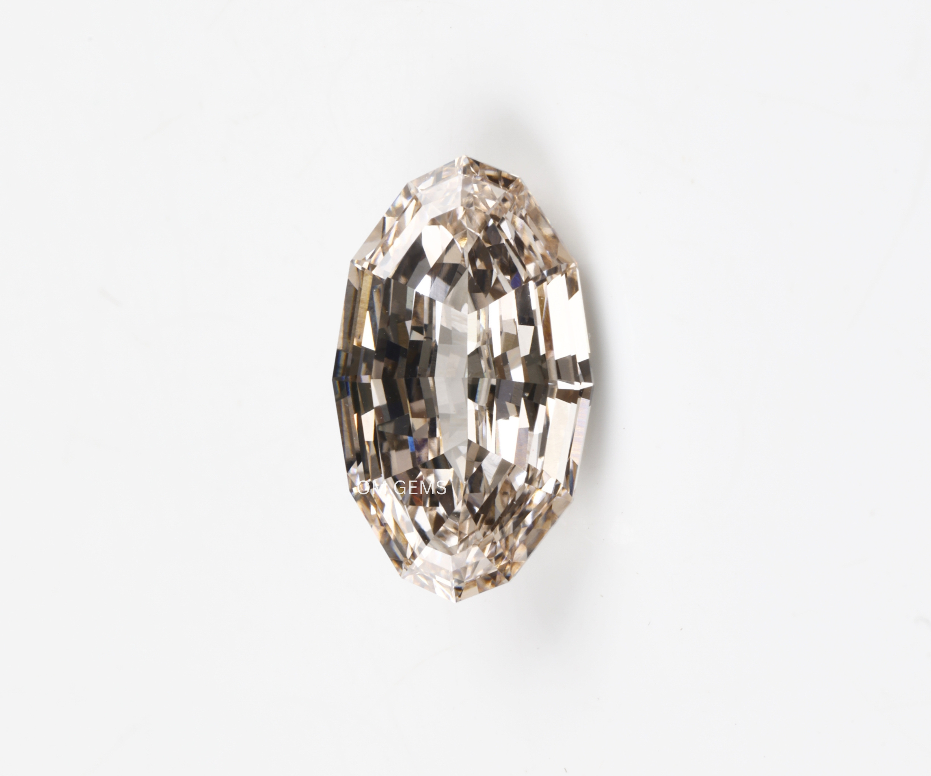 3.02 CT Champagne Lab Grown Step Cut Oval Diamond