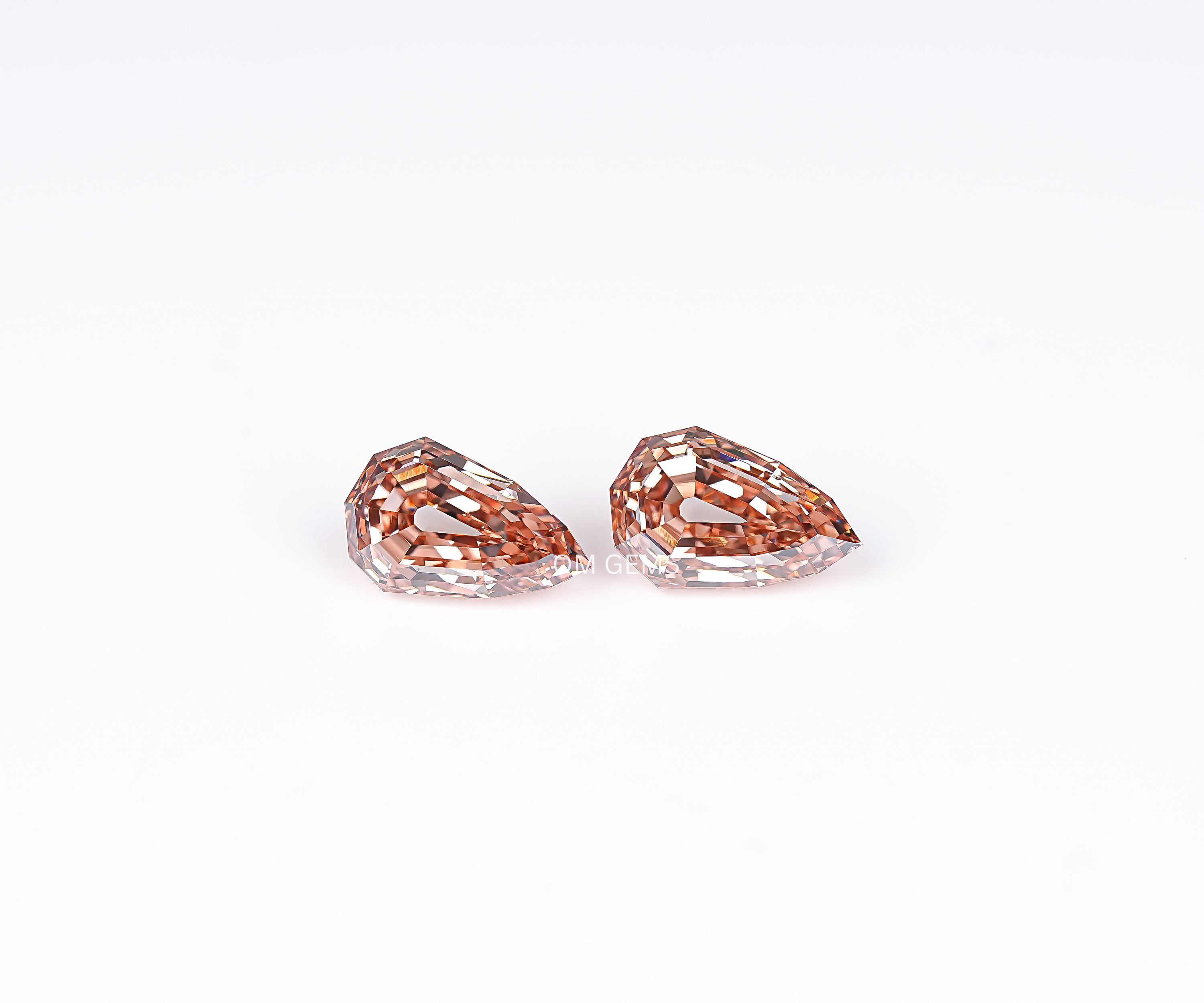 4.22 TCW Champagne Pear Cut Lab Grown Diamond Pair