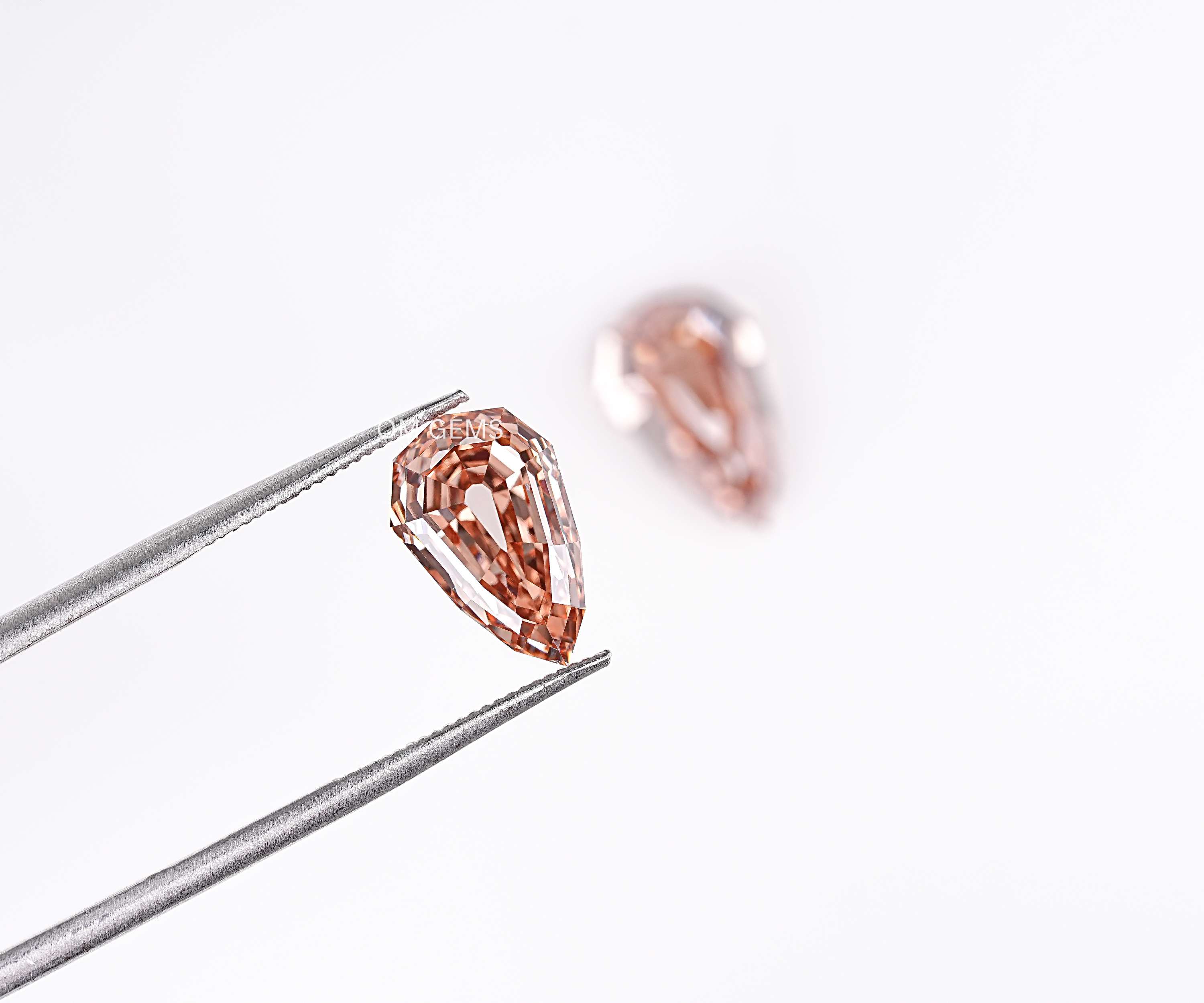 4.22 TCW Champagne Pear Cut Lab Grown Diamond Pair