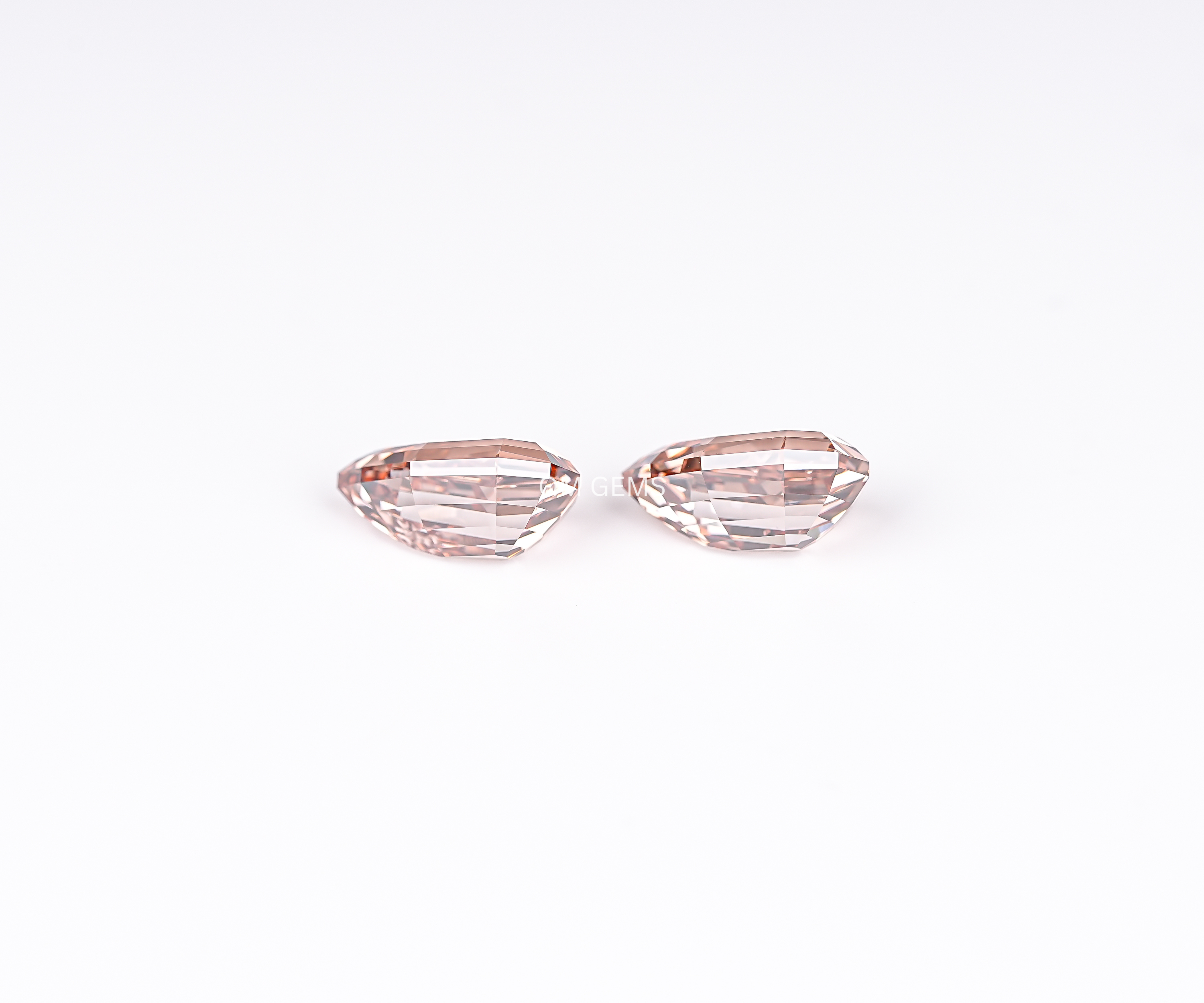4.22 TCW Champagne Pear Cut Lab Grown Diamond Pair
