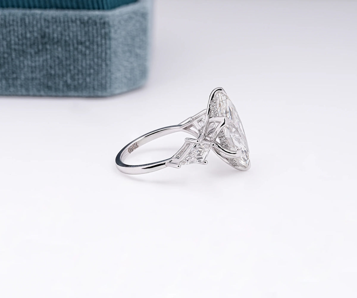 5 carat marquise three stone lab grown diamond engagement ring