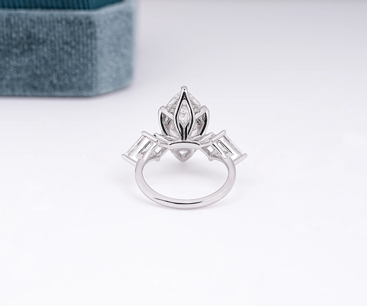 5 carat three stone marquise lab diamond engagement ring