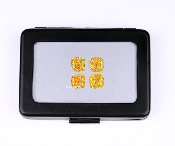 Yellow Cushion Cut Lab Loose Diamond