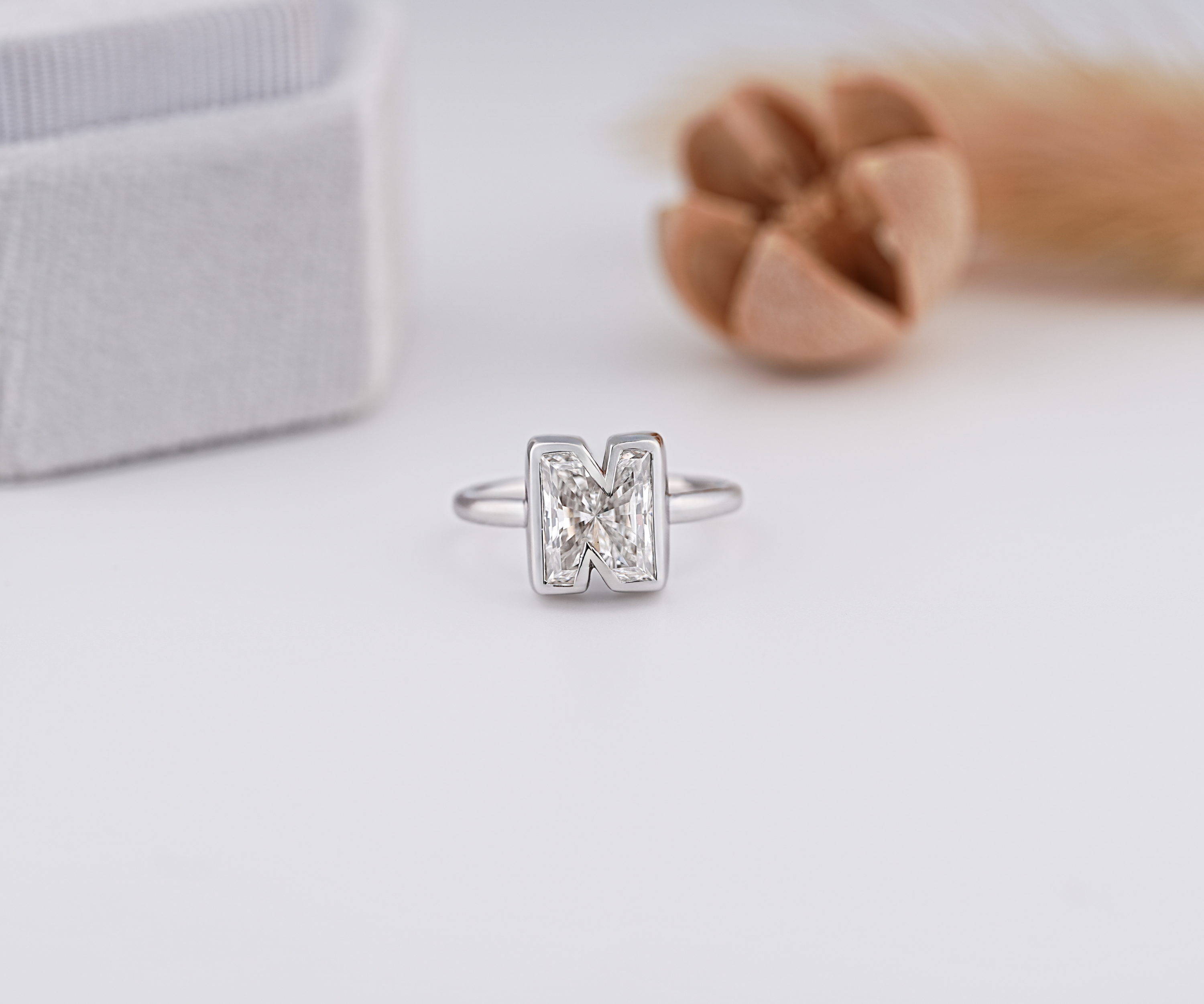 Lab Grown N Letter Diamond Initial Ring