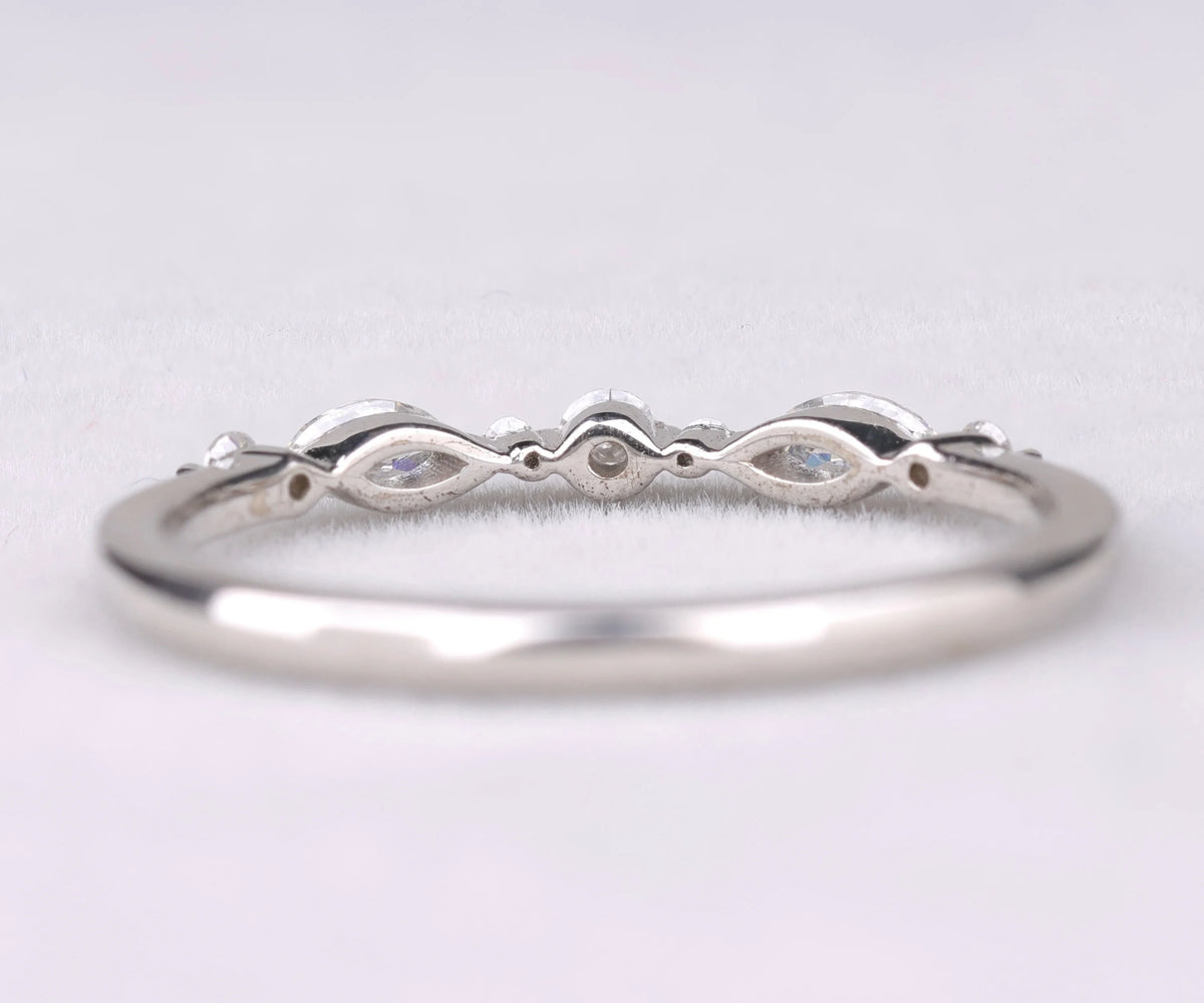 Alternate Cluster Marquise and Round Wedding Band