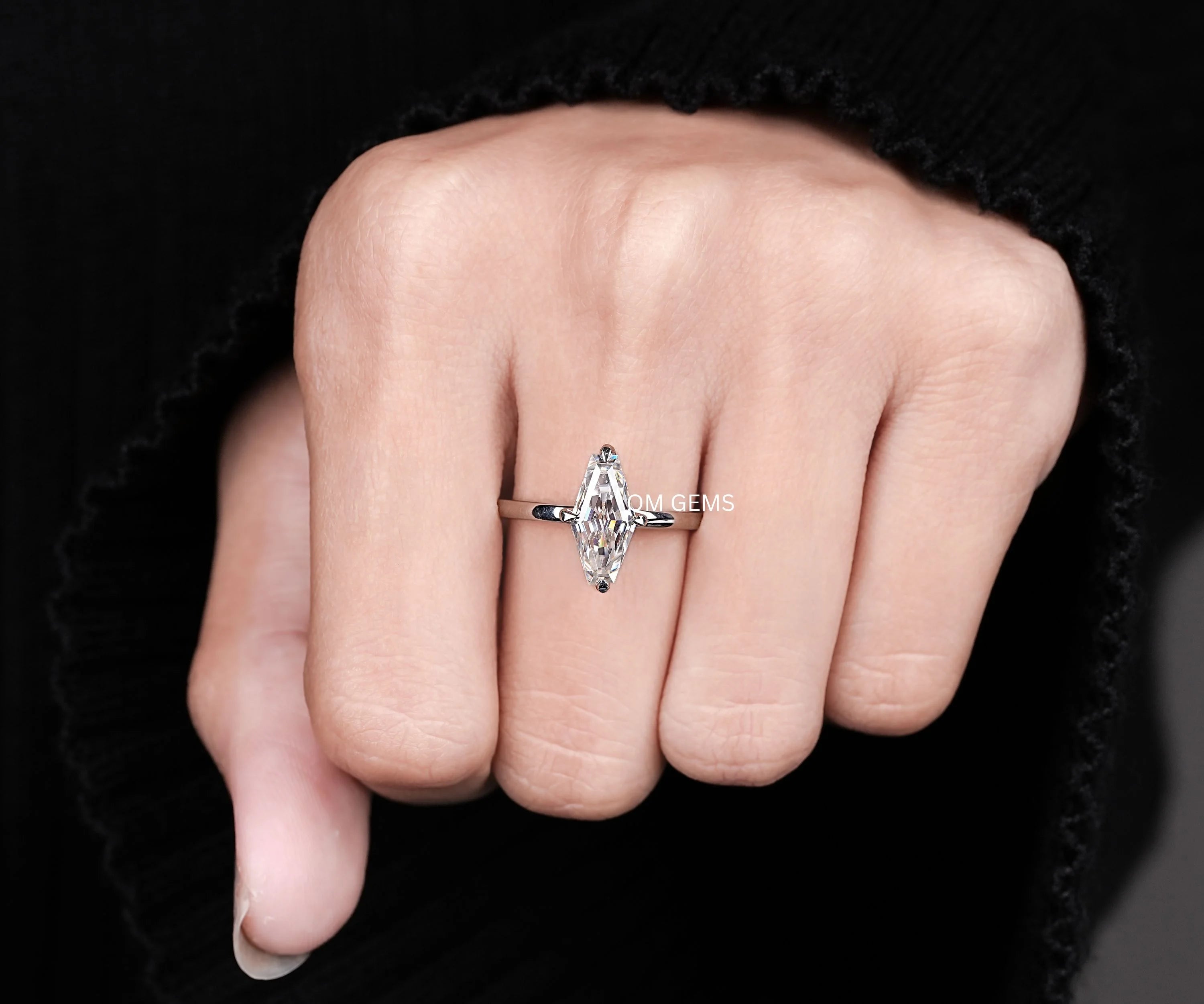 Antique Lozenge Solitaire Lab Grown Diamond Ring