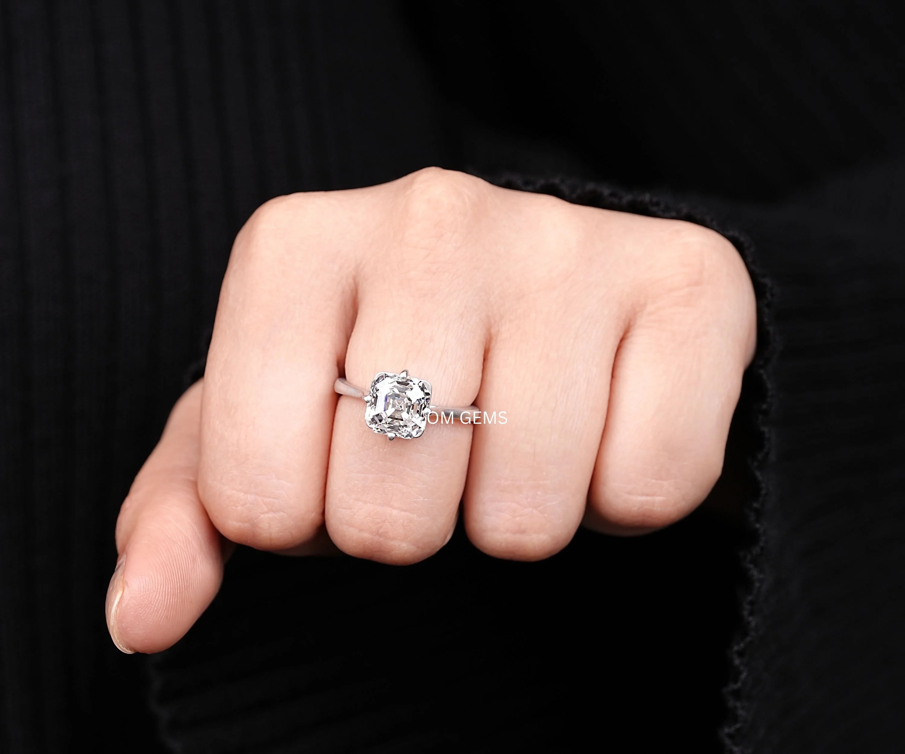 Asscher Cut Solitaire Engagement Ring