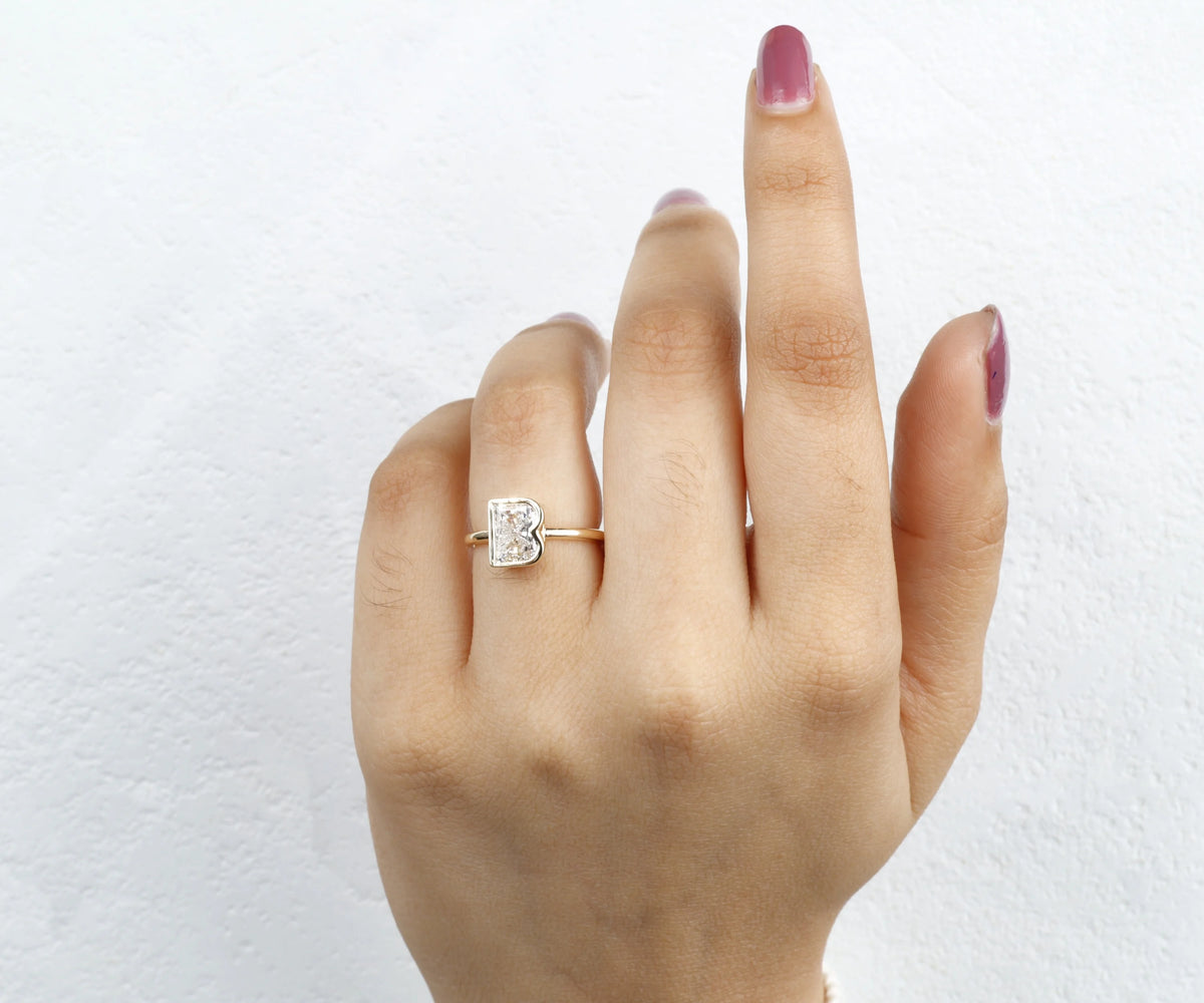 Bezel Set B-Shape Lab Grown Diamond Anniversary Ring