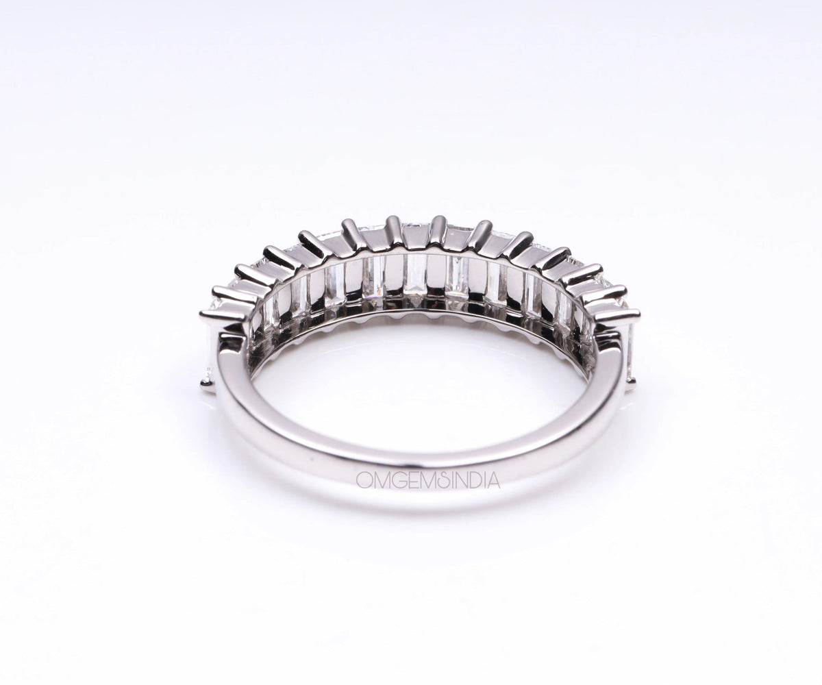 Half Eternity Baguette Shape Gemstone Wedding Band