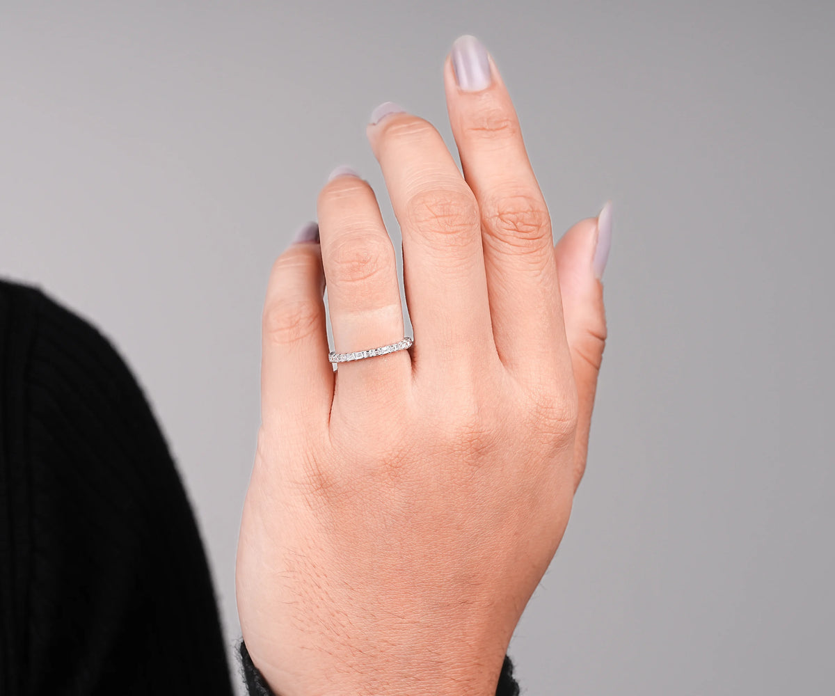 East-West Eternity Baguette Shape Gemstone Wedding Band