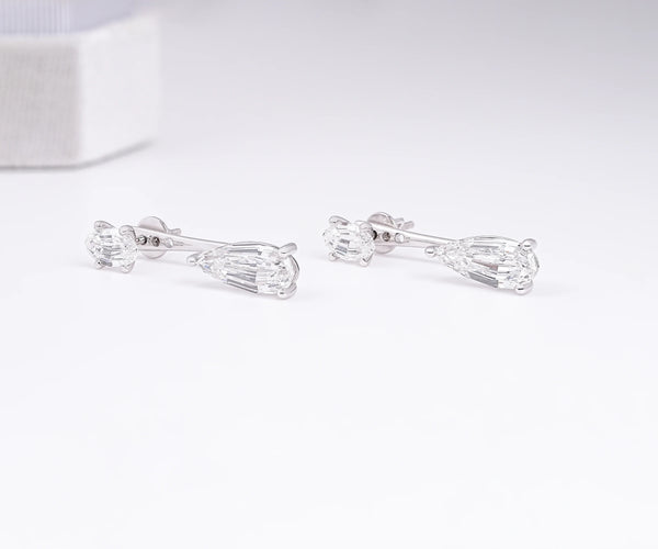 Bar Drop Pear Shape Lab Grown Diamond Bridesmaid Earrings
