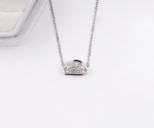 Bezel Cloud Shape Lab Grown Diamond Daily Wear Pendant