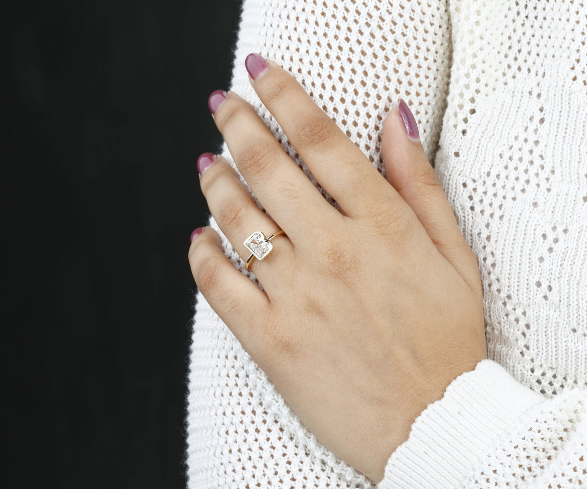 Bezel Set B-Shape Lab Grown Diamond Anniversary Ring