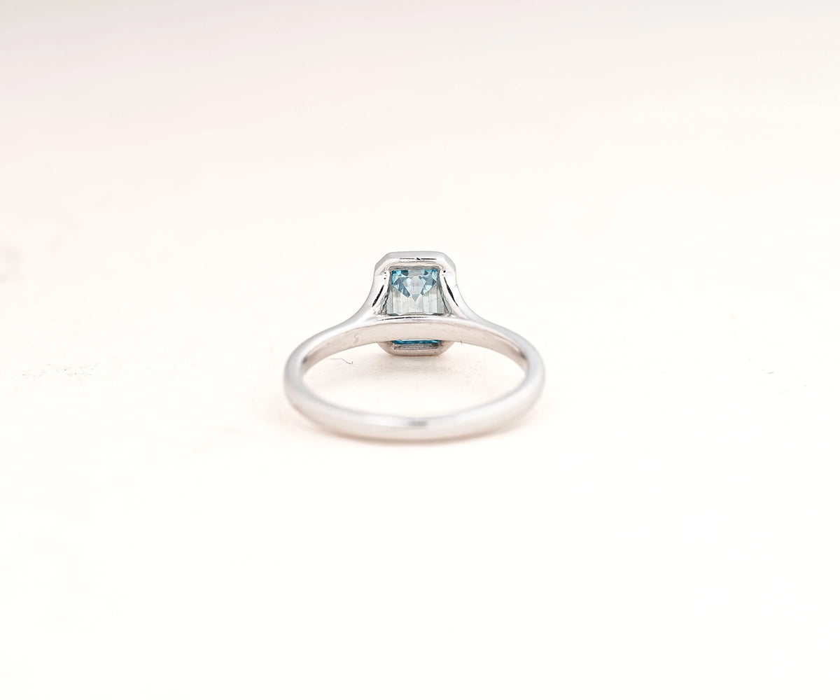 Solitaire Bezel Split Shank Fancy Blue Emerald Lab Diamond Engagement Ring
