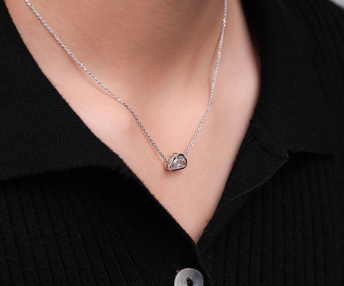 Bezel Cloud Shape Lab Grown Diamond Daily Wear Pendant