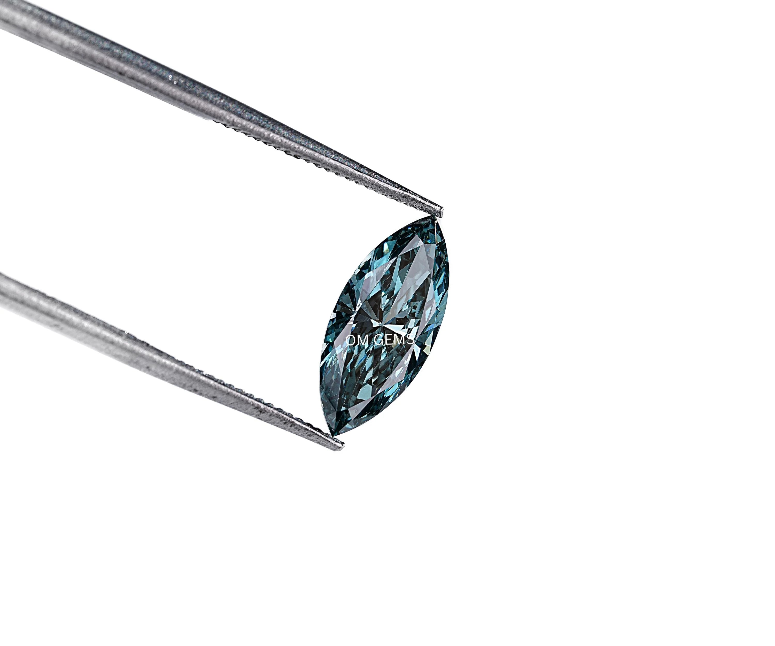 Blue Marquise Cut Lab Grown Diamond
