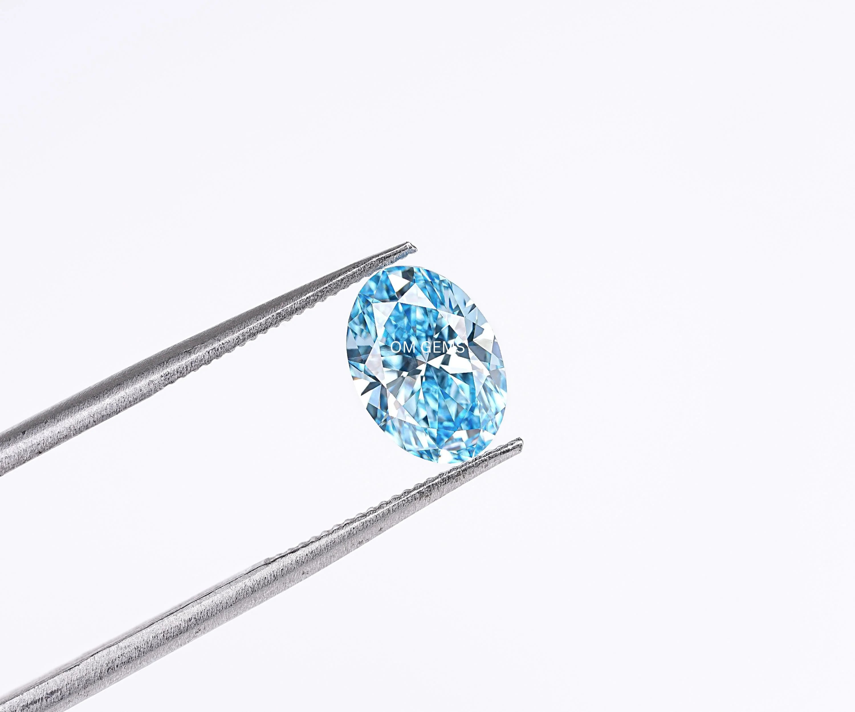 Blue Oval Cut Lab Grown Loose Diamond