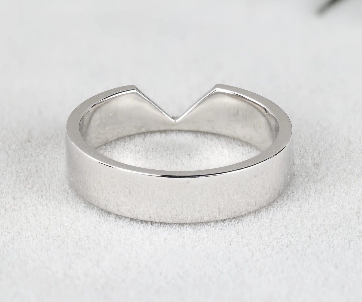 Chevron Cigar Style Wide Arch Wedding Band