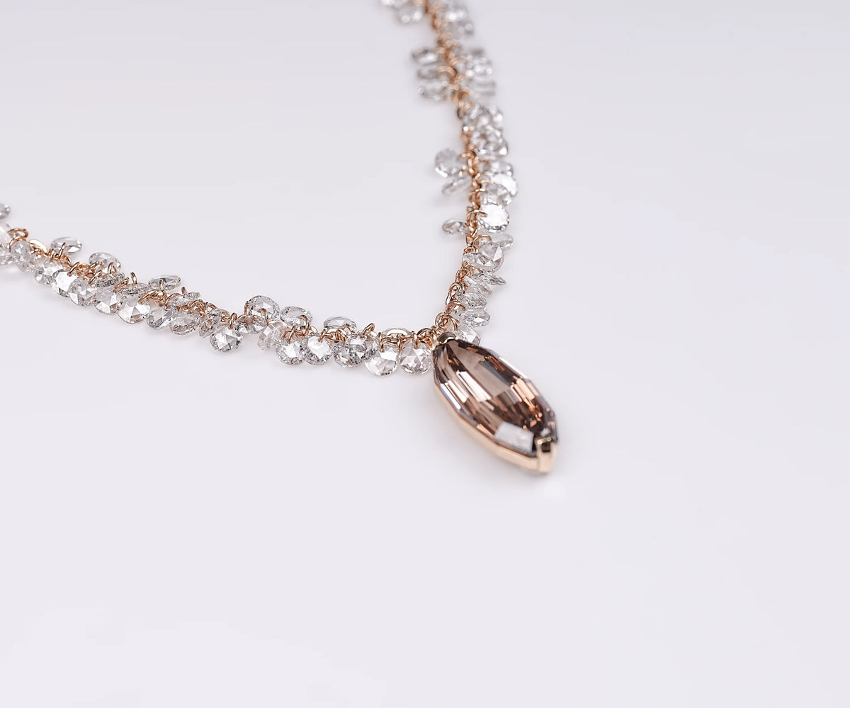 Briolette Drop Brown Marquise Lab Diamond Birthday Gift Necklace