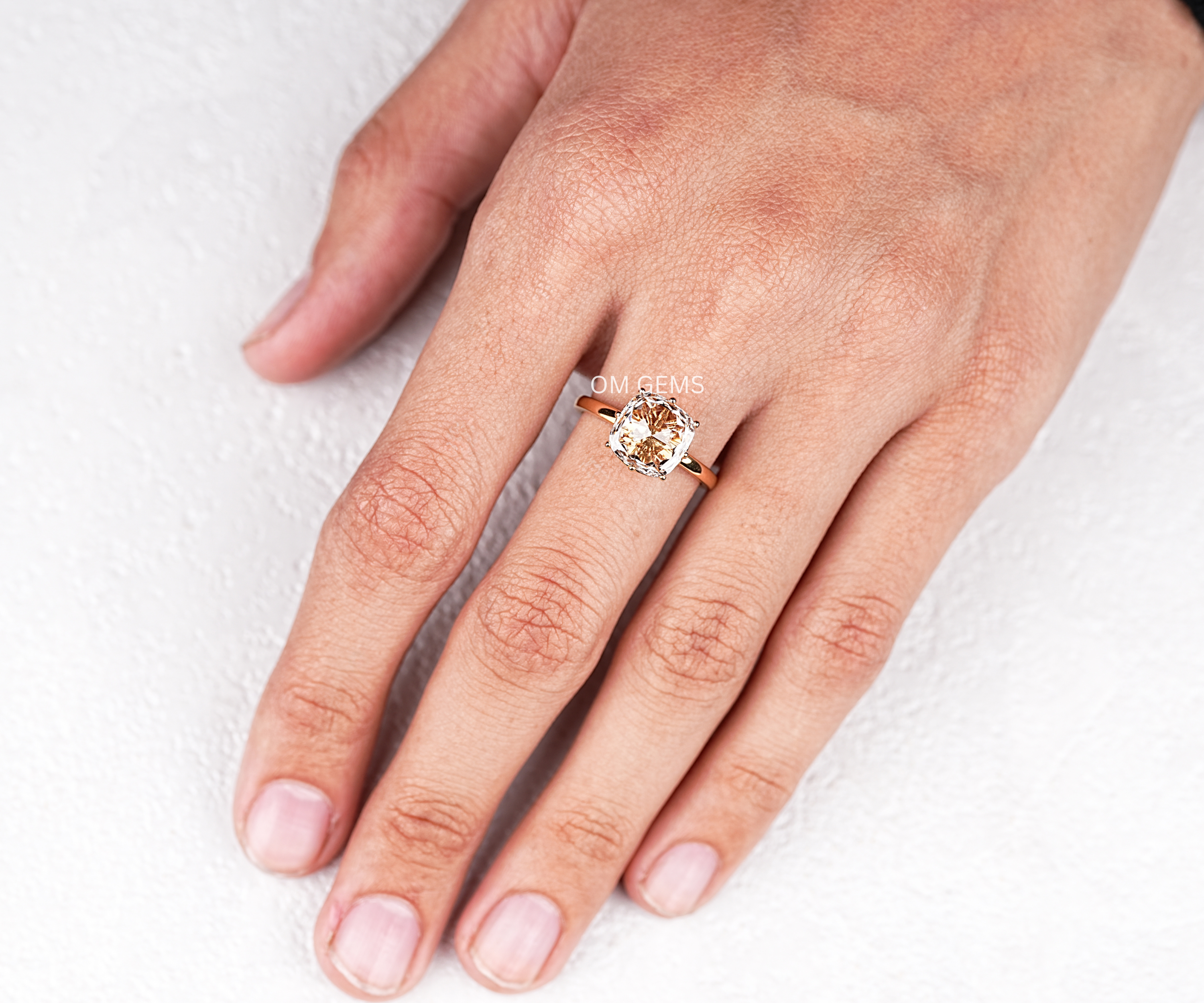 Champagne Cushion Cut Lab Grown Diamond Ring