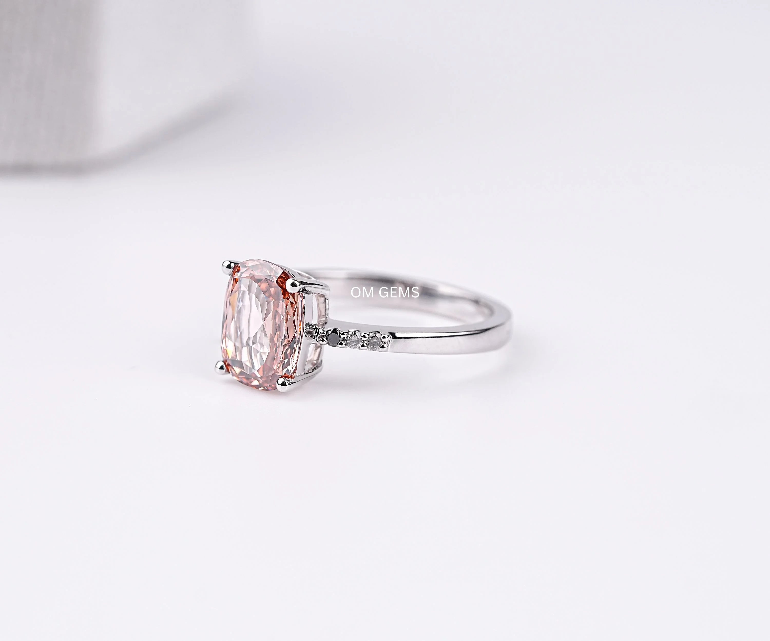 Champagne Cushion Solitaire Diamond Engagement Ring