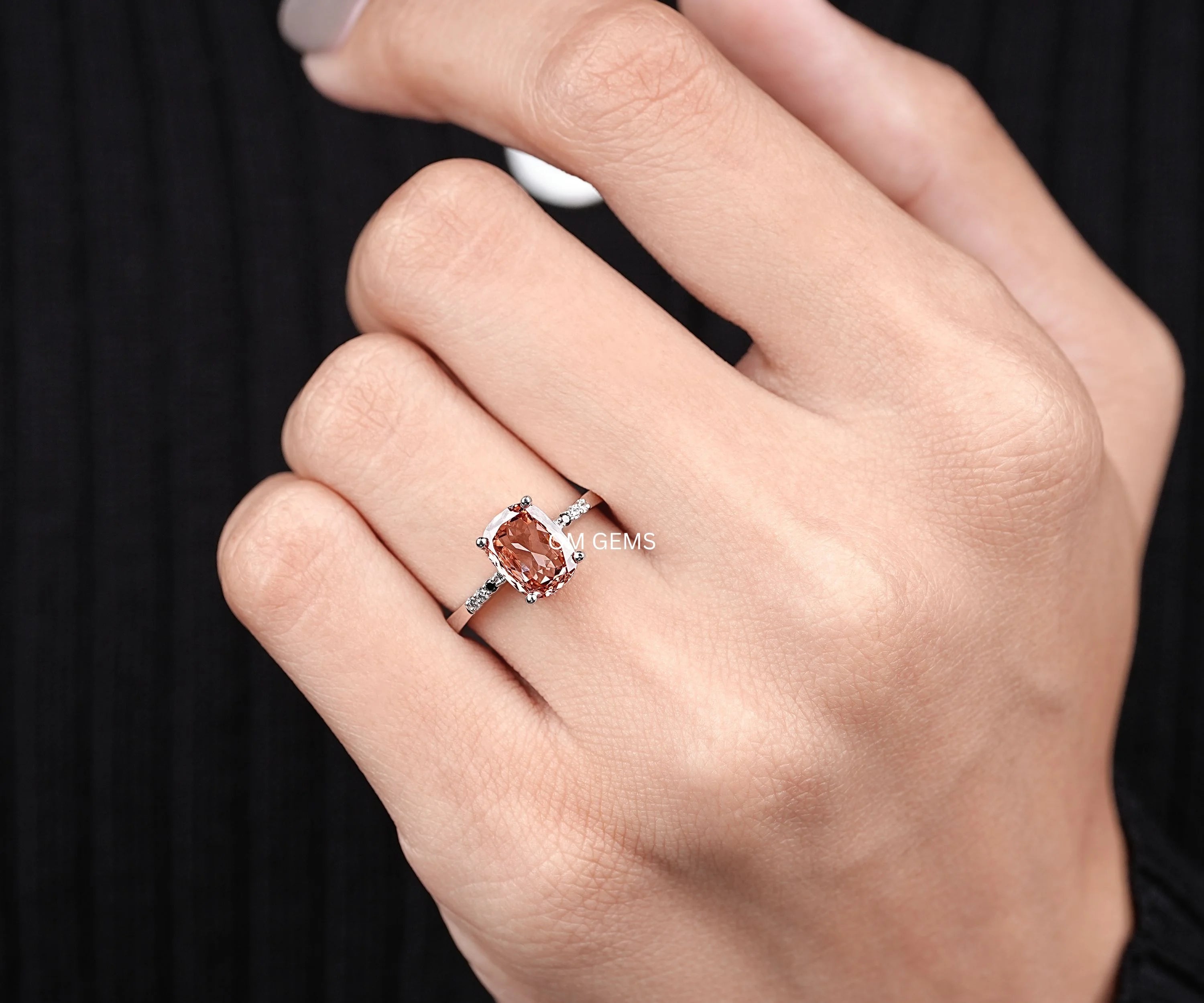 Champagne Cushion Solitaire Diamond Engagement Ring