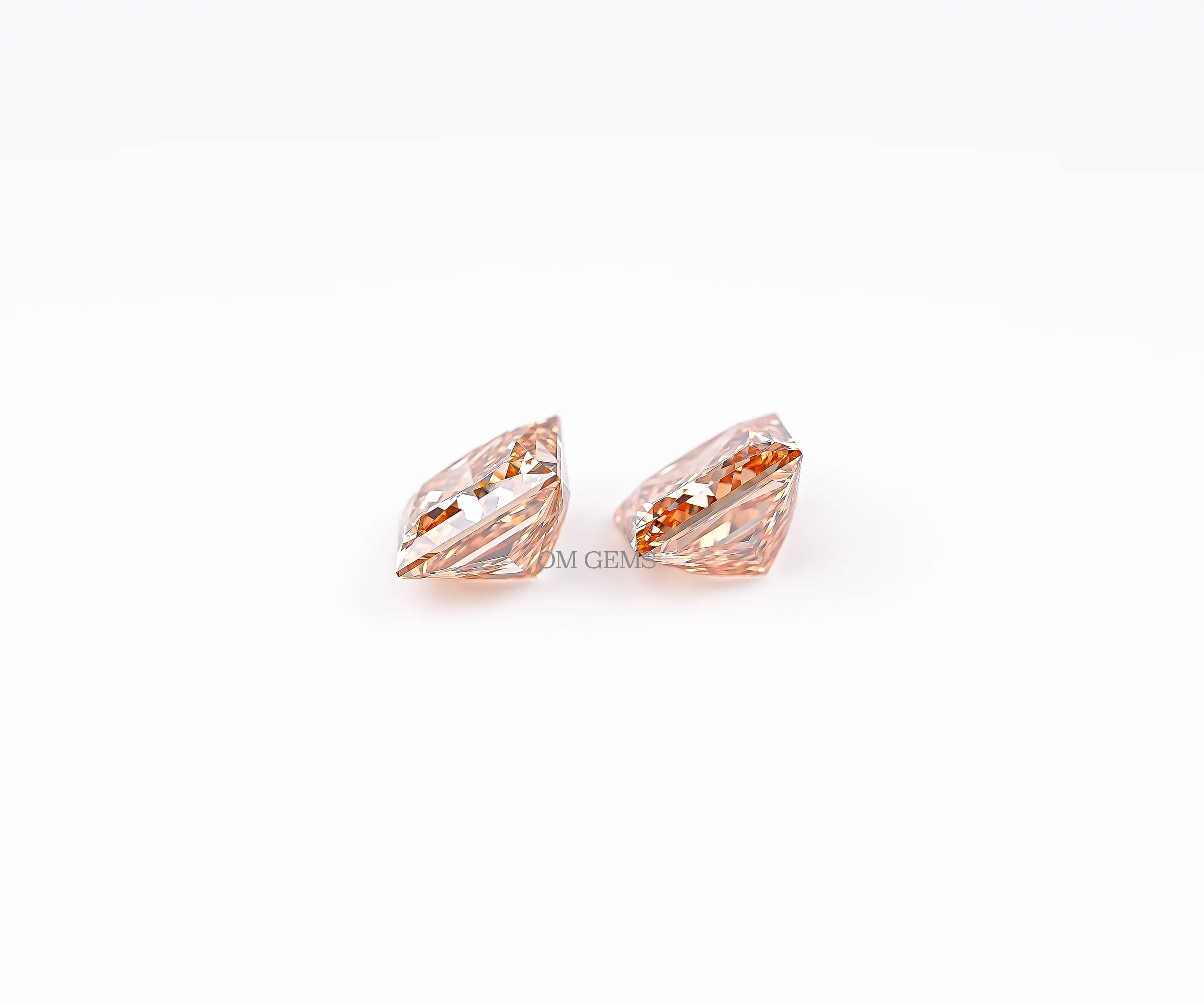 Champagne Princess Cut Lab Loose Diamond Matching Pair