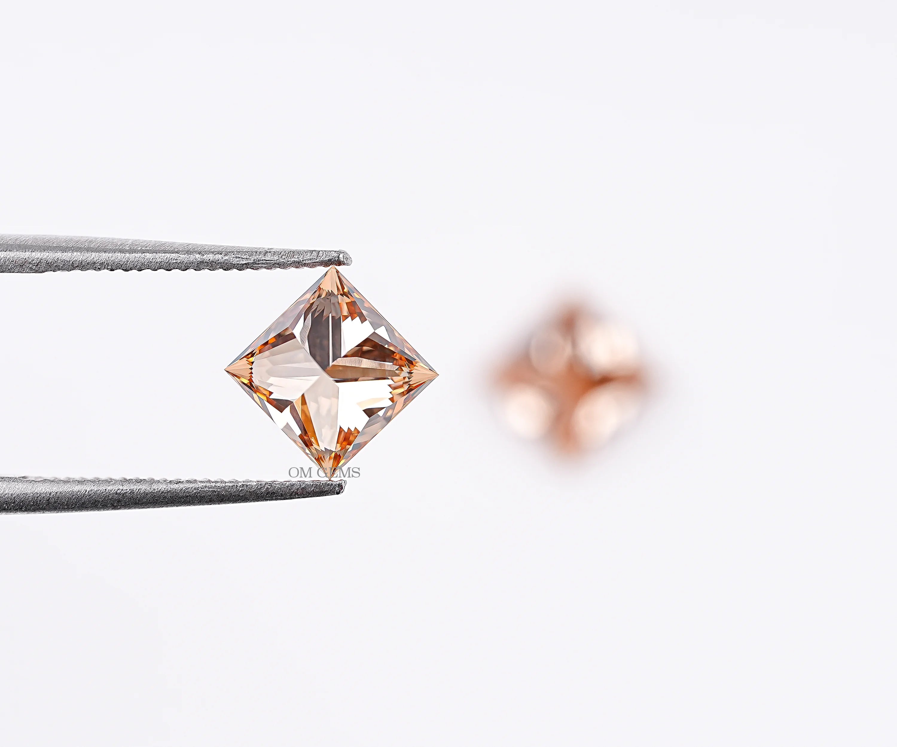 Champagne Princess Cut Lab Loose Diamond Matching Pair