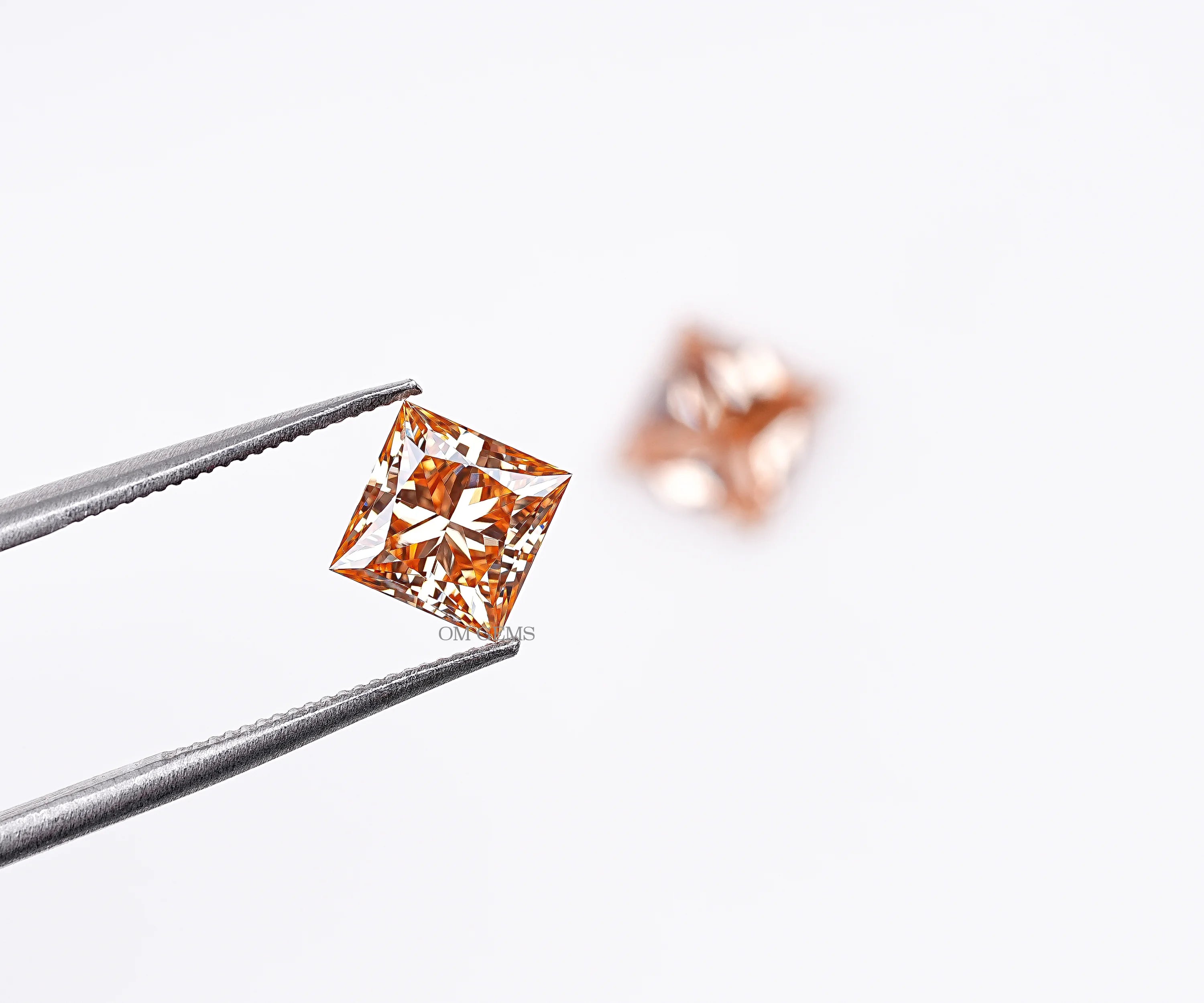 Champagne Princess Cut Lab Loose Diamond Matching Pair