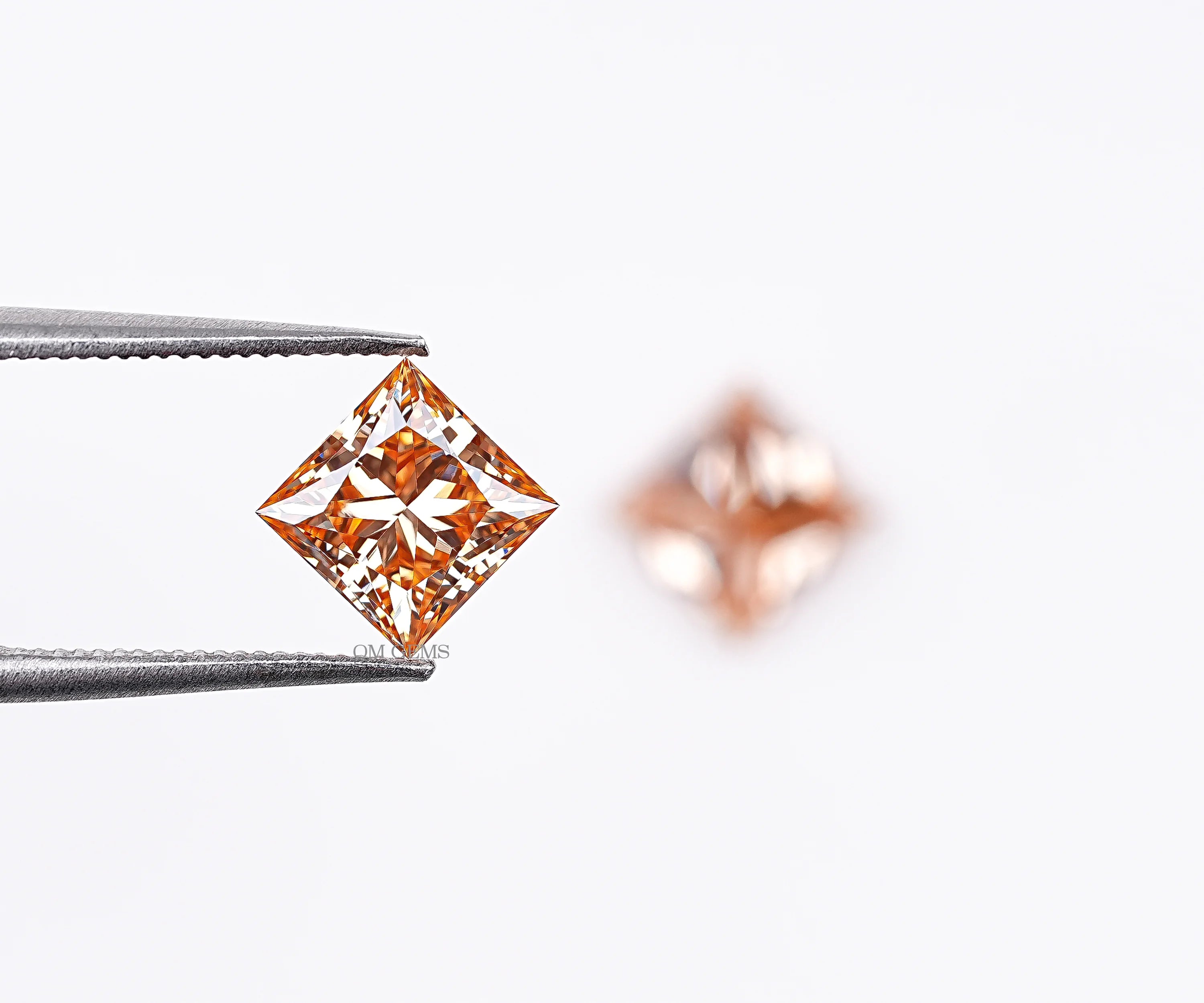 Champagne Princess Cut Lab Loose Diamond Matching Pair