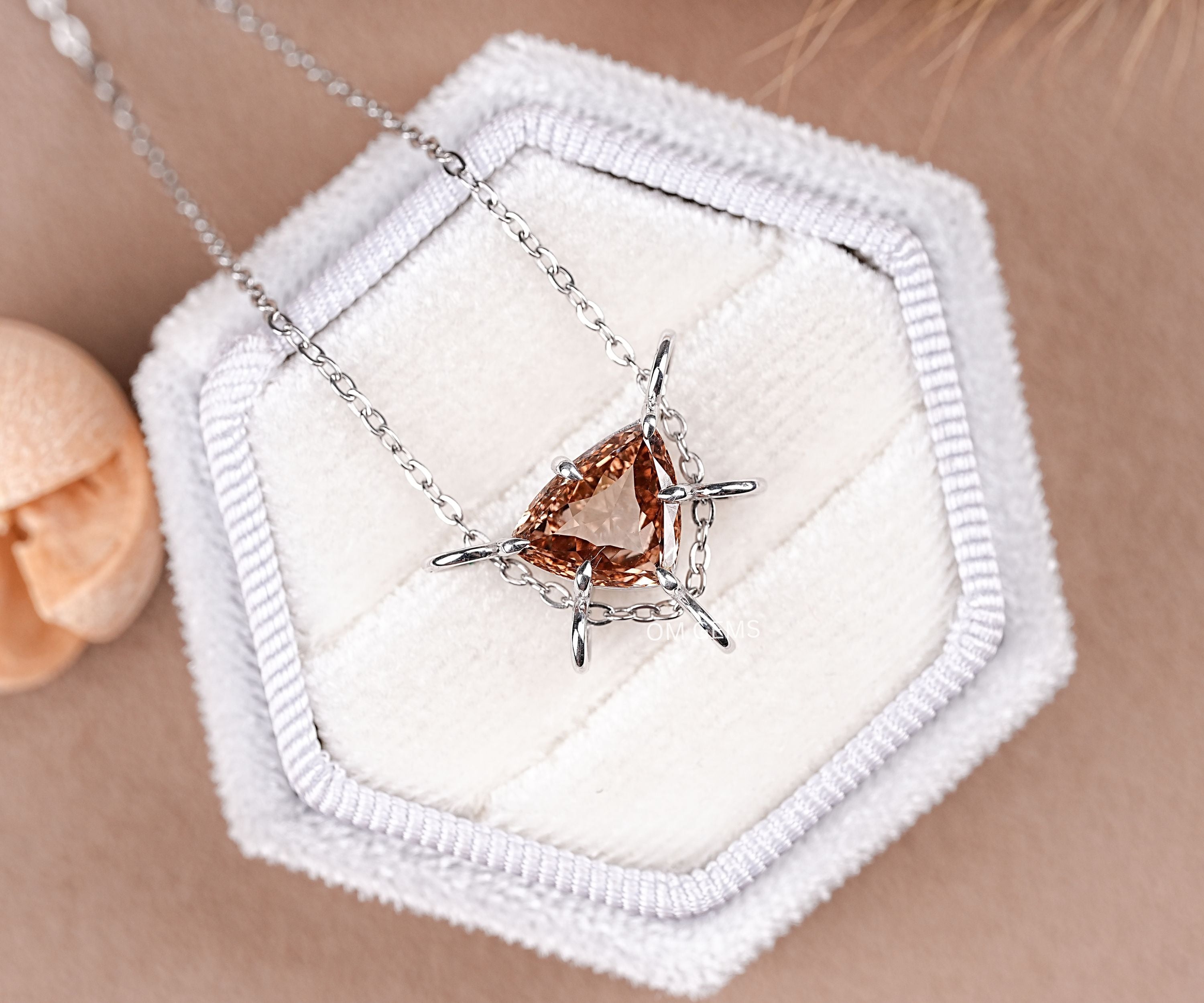 Lab Grown Champagne Trillion Cut Diamond Pendant