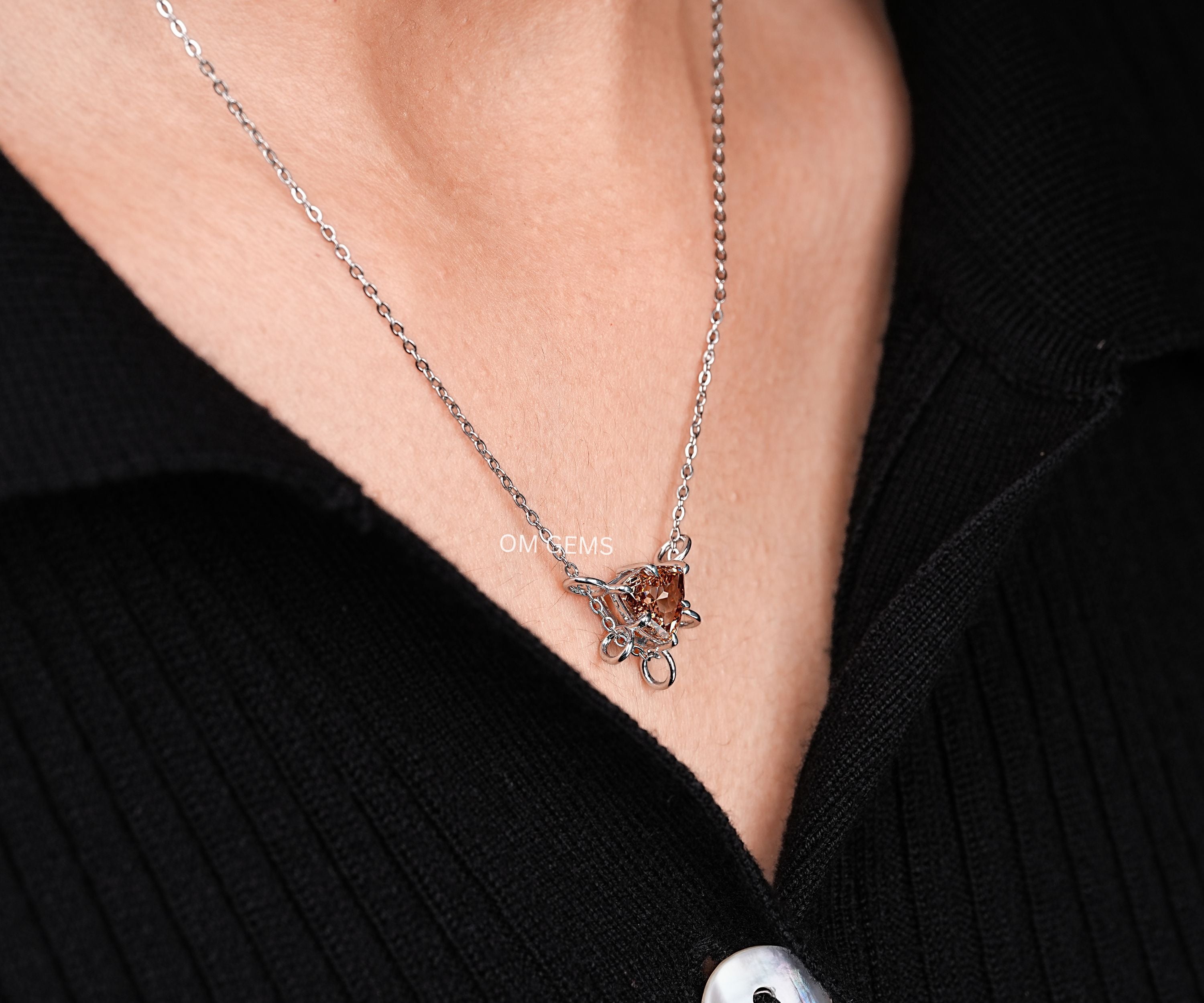 Champagne Colored Trillion Cut Diamond Pendant