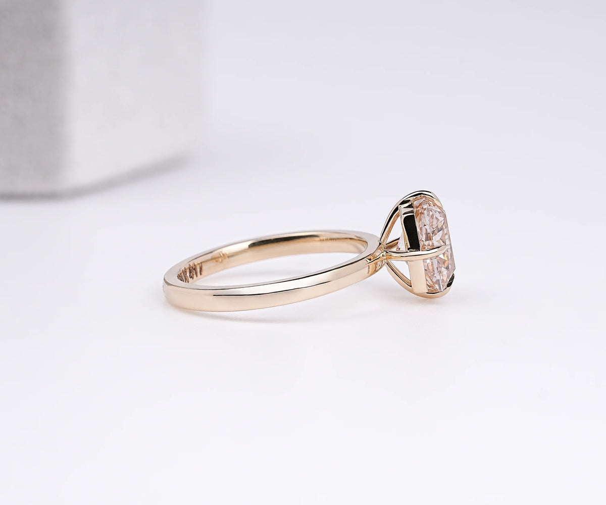 Solitaire Fancy Champagne Cushion Shape Lab Diamond Engagement Ring