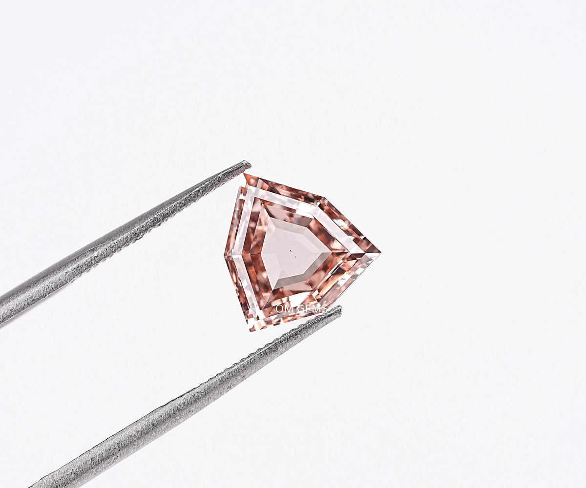1.68 Carat Fancy Champagne Color Trillion Step Cut Lab Grown Diamond