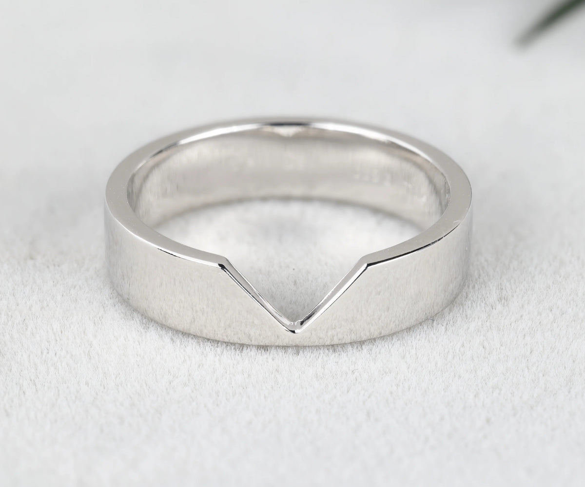 Chevron Cigar Style Wide Arch Wedding Band